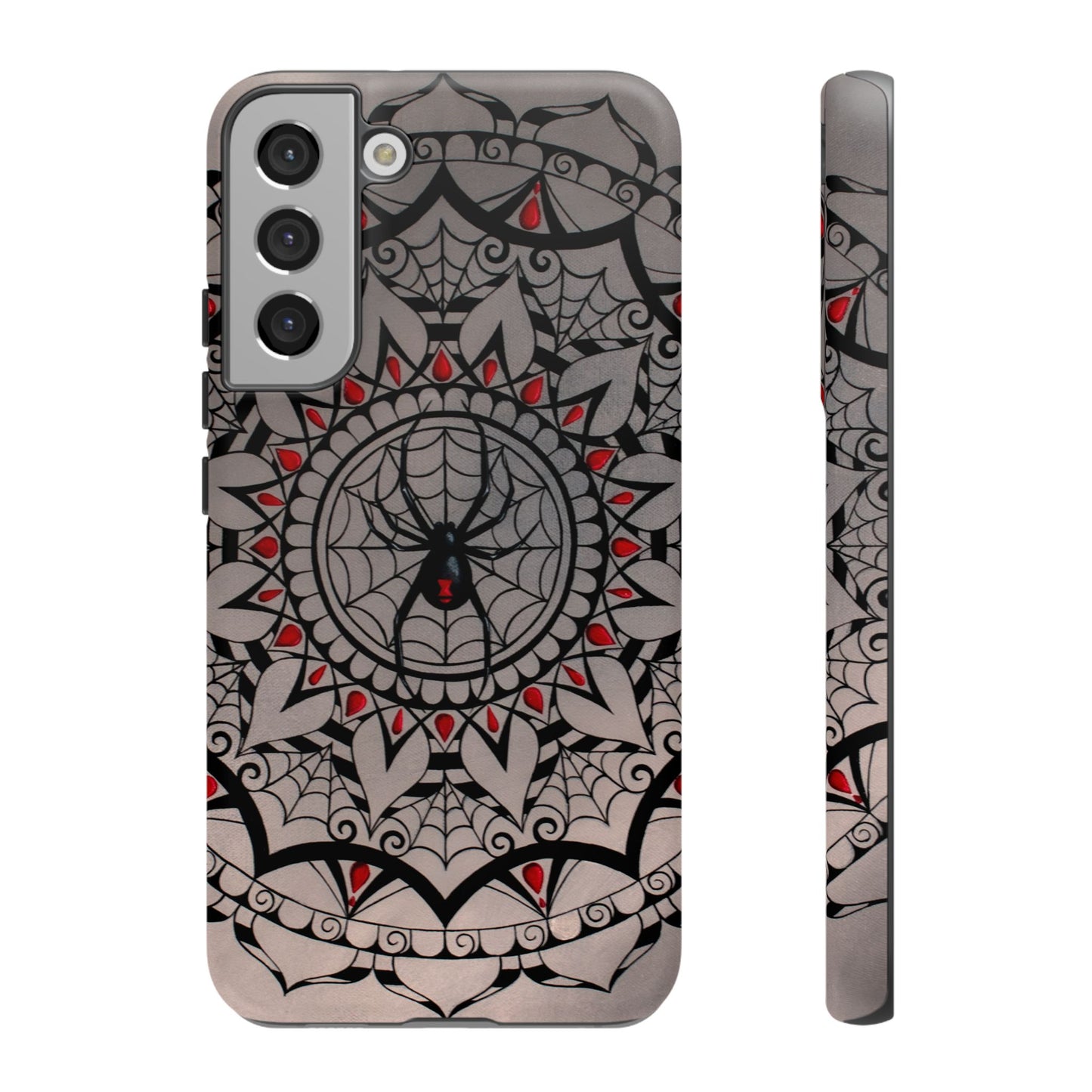 Mandala Spider Tough Phone Case - Gothic Red & Black Protective Cover