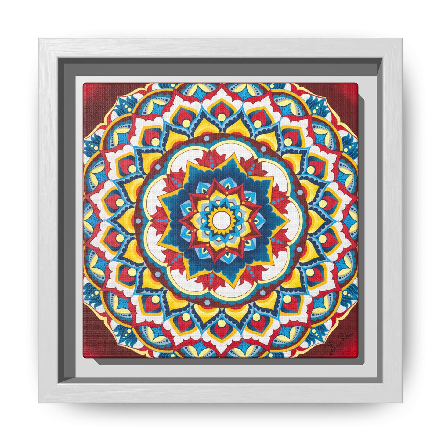Azul Morning Mandala Matte Canvas Framed Wall Art