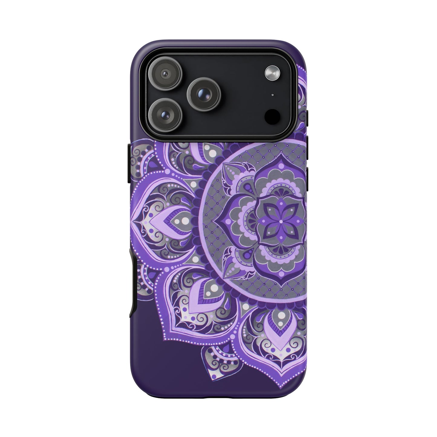 Purple Mandala Tough Phone Case — Protective Floral Boho Phone Cover