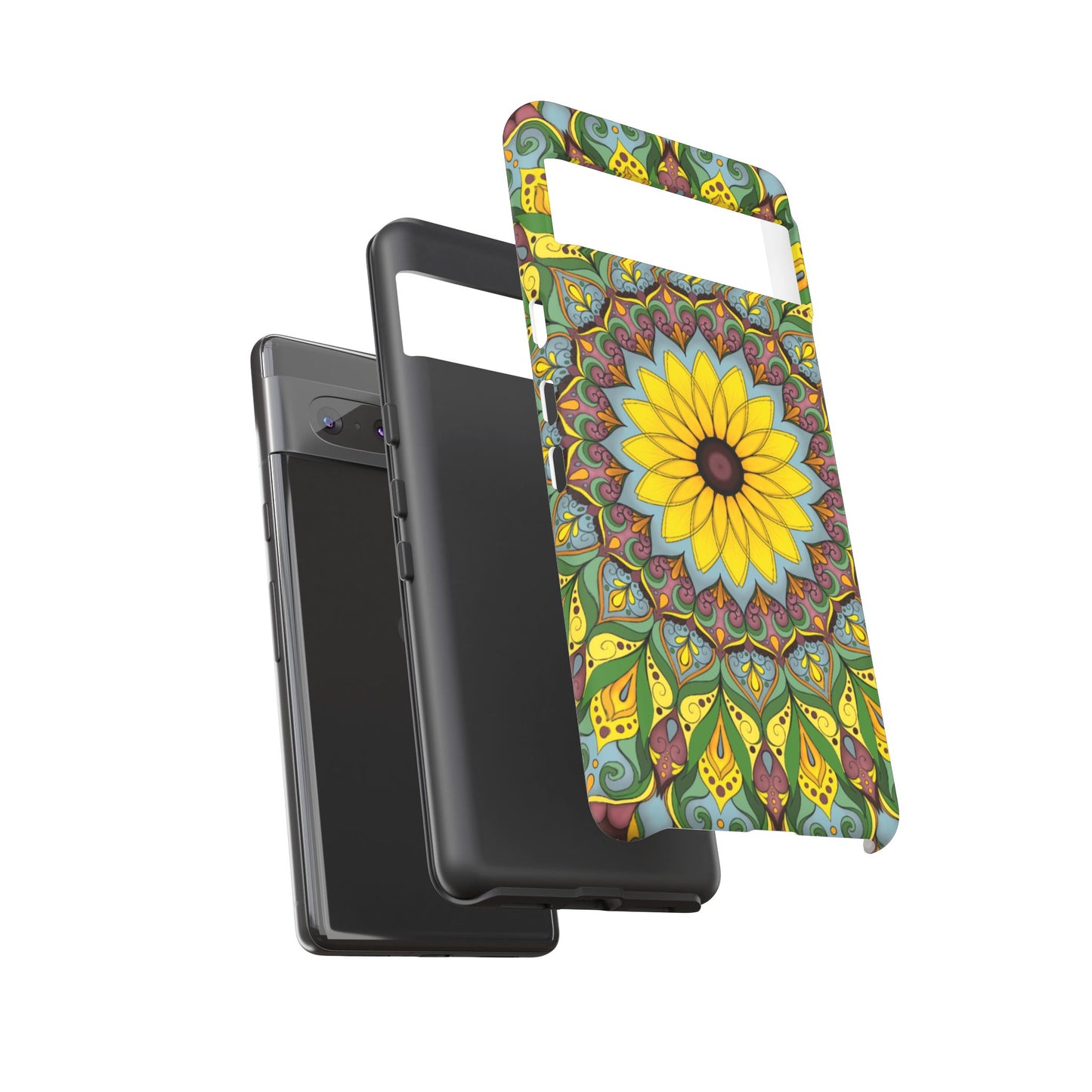 "Black Eyed Susan" Mandala Phone Case — Floral Boho Tough Case