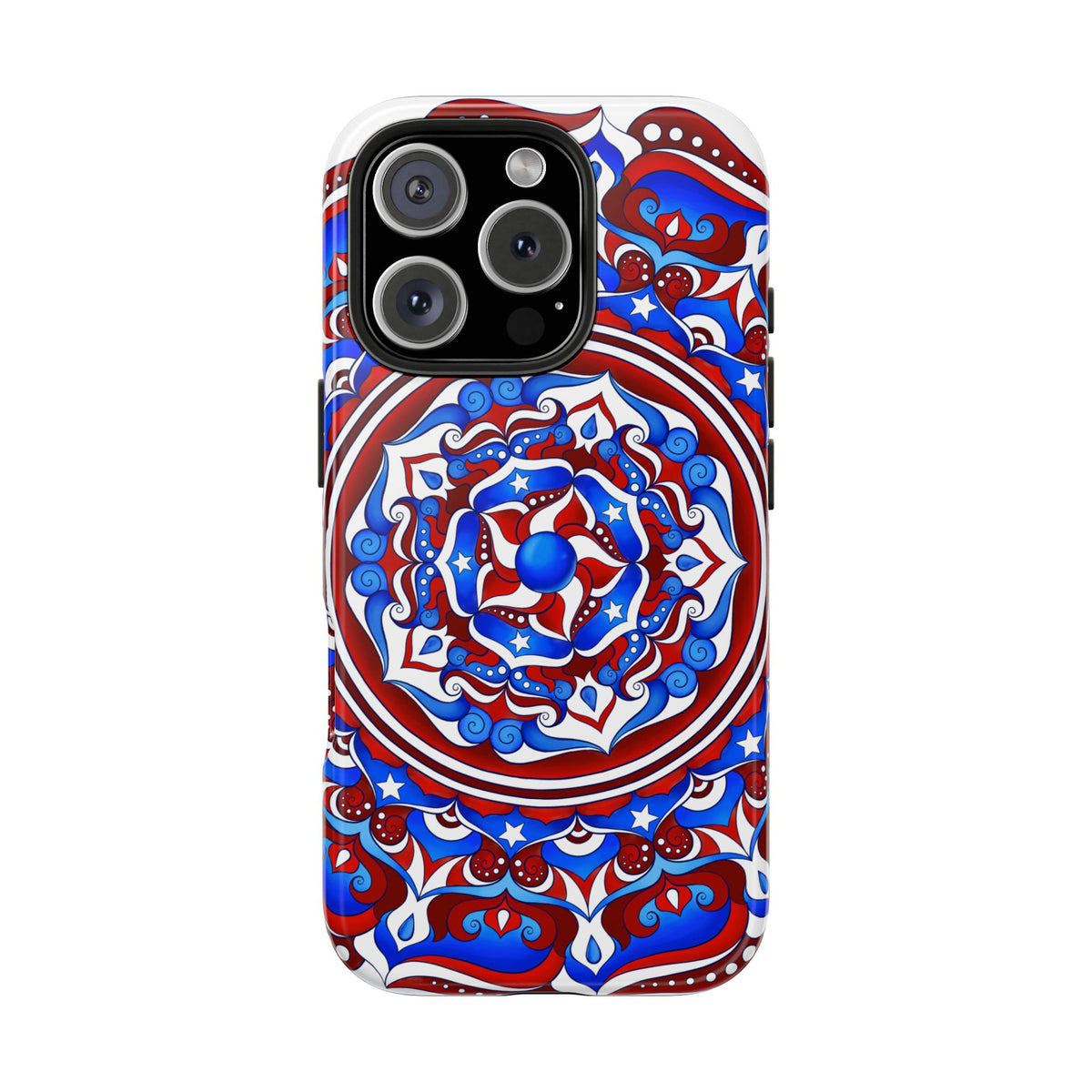 Patriotic Mandala Tough Phone Case — Red White & Blue Boho Cover | 250th Anniversary Gift