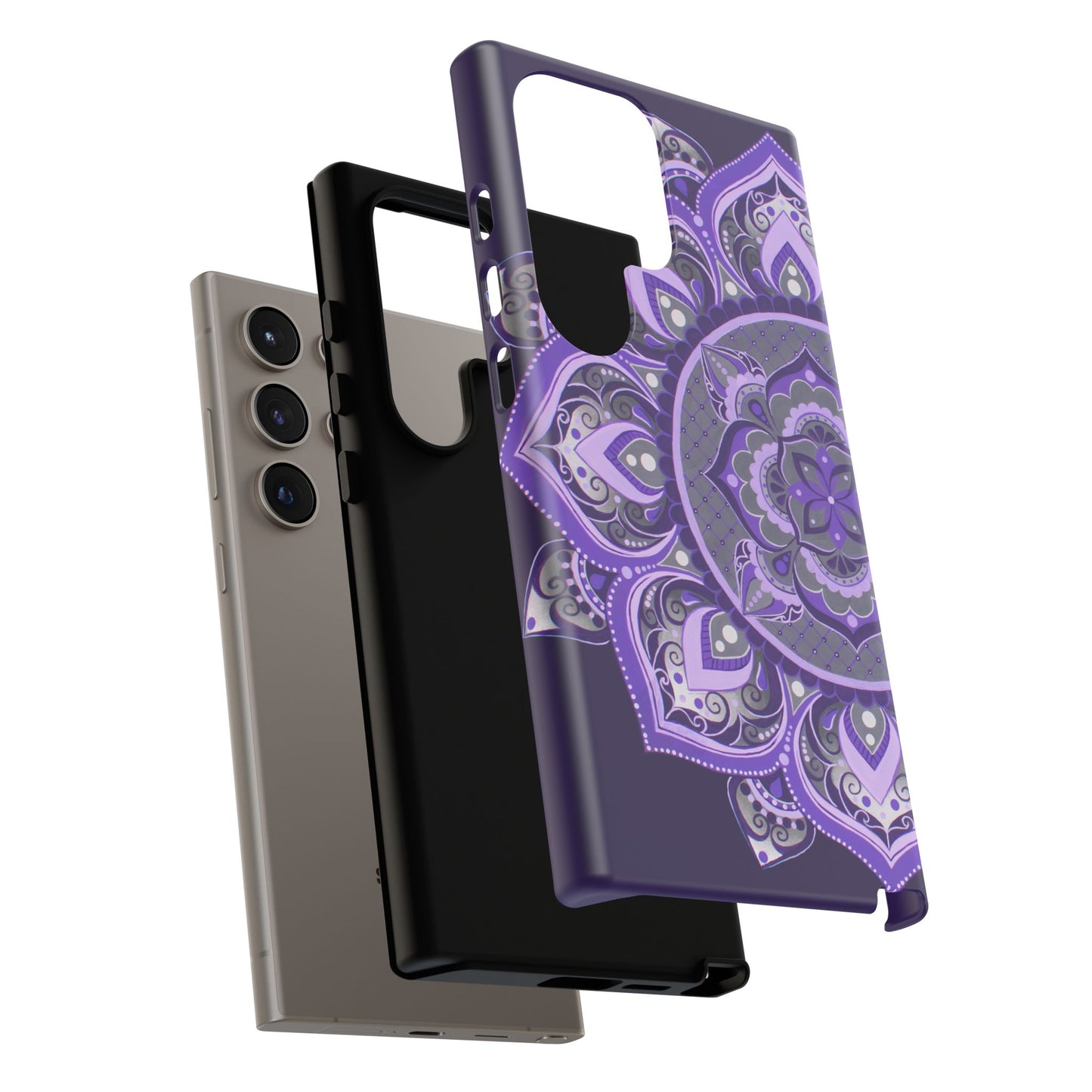 Purple Mandala Tough Phone Case — Protective Floral Boho Phone Cover