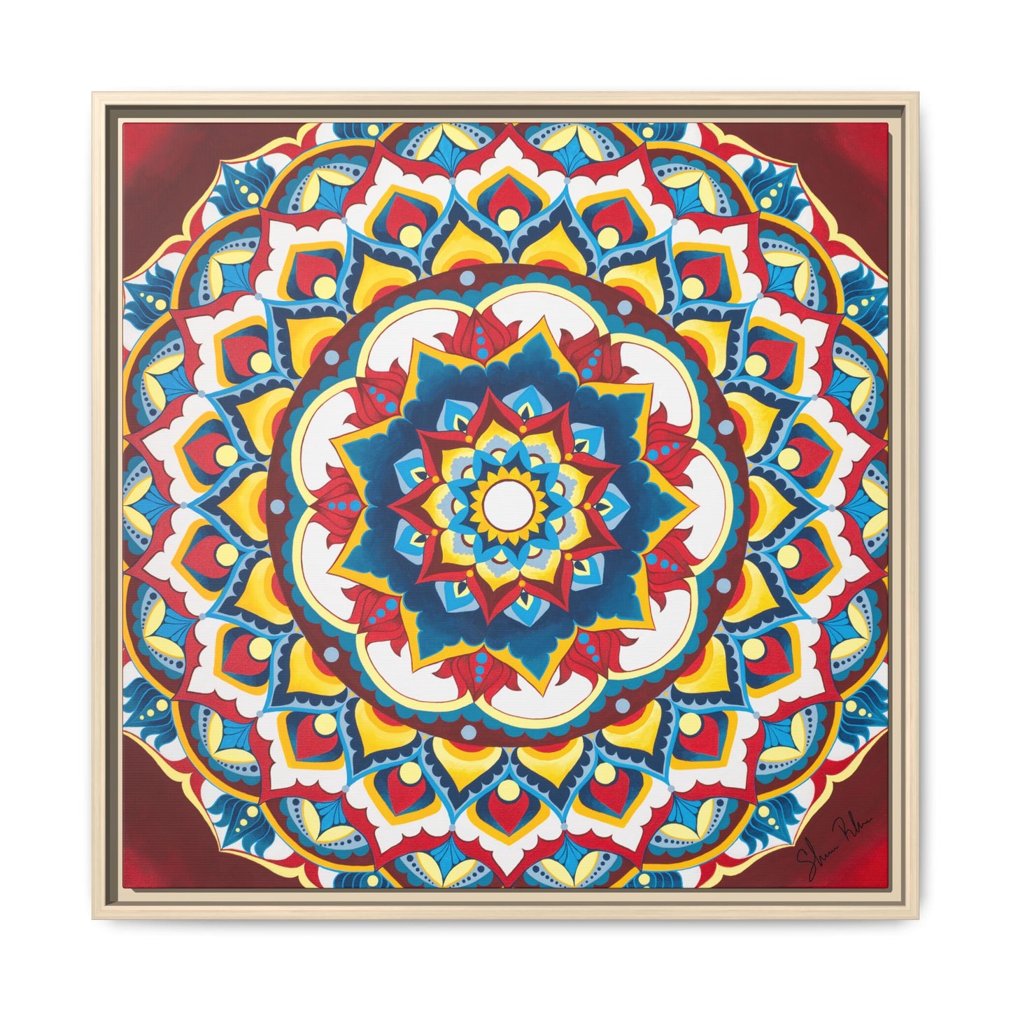 Azul Morning Mandala Matte Canvas Framed Wall Art