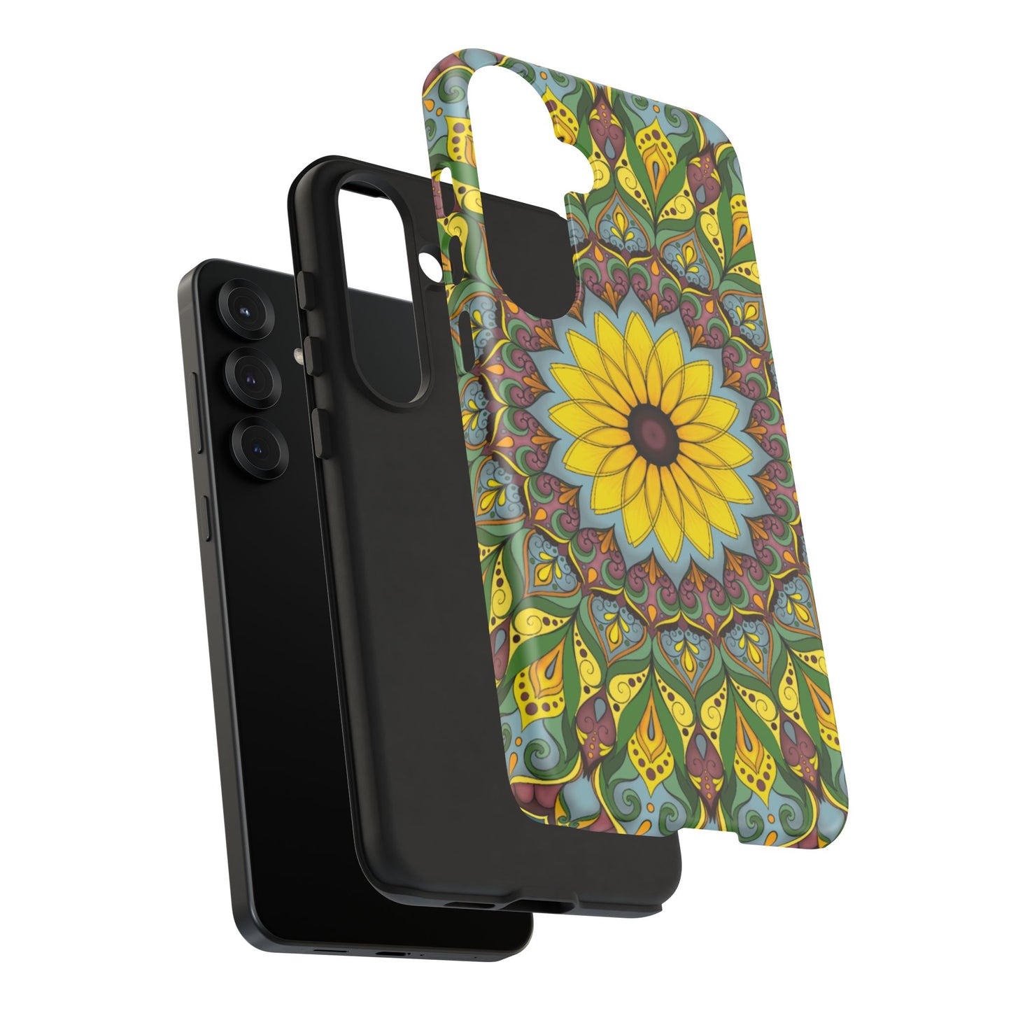 "Black Eyed Susan" Mandala Phone Case — Floral Boho Tough Case