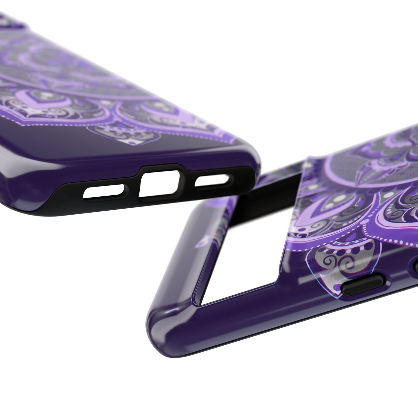 Purple Mandala Tough Phone Case — Protective Floral Boho Phone Cover