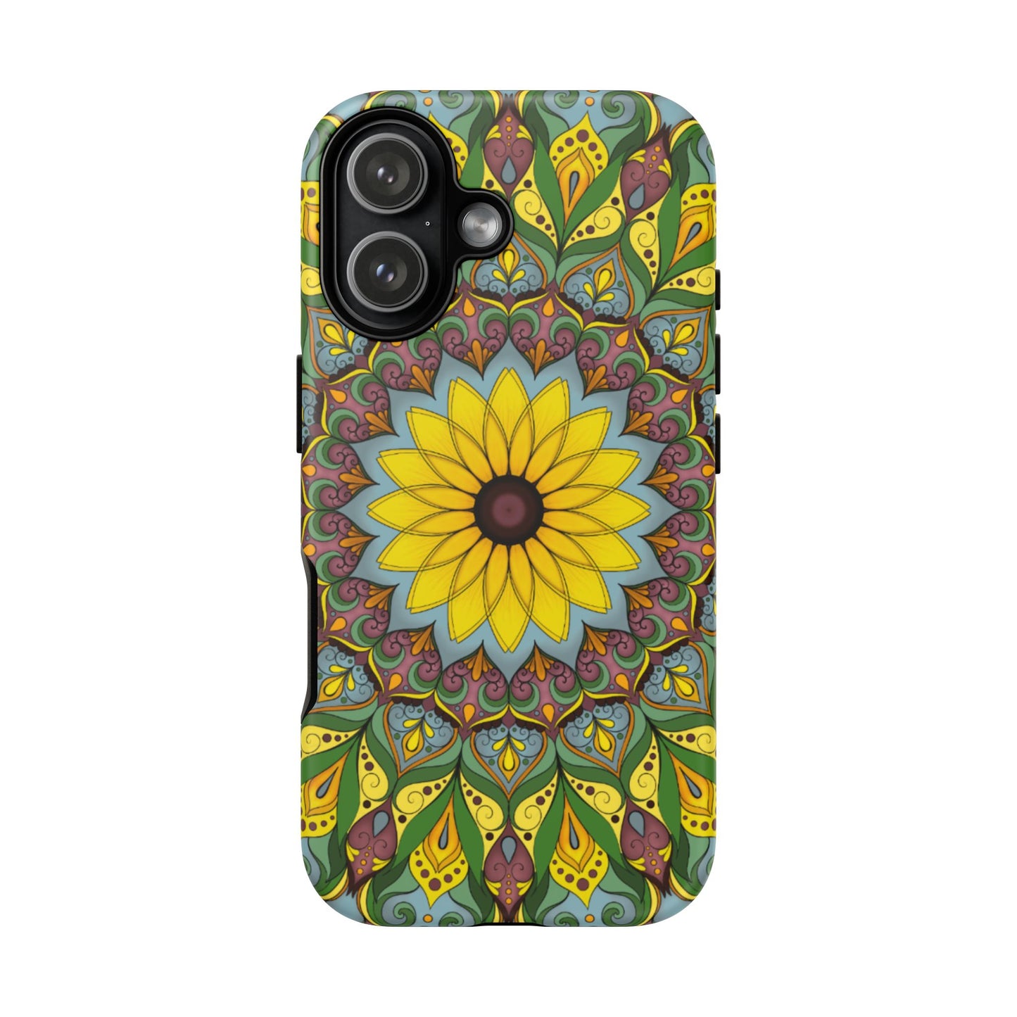 "Black Eyed Susan" Mandala Phone Case — Floral Boho Tough Case