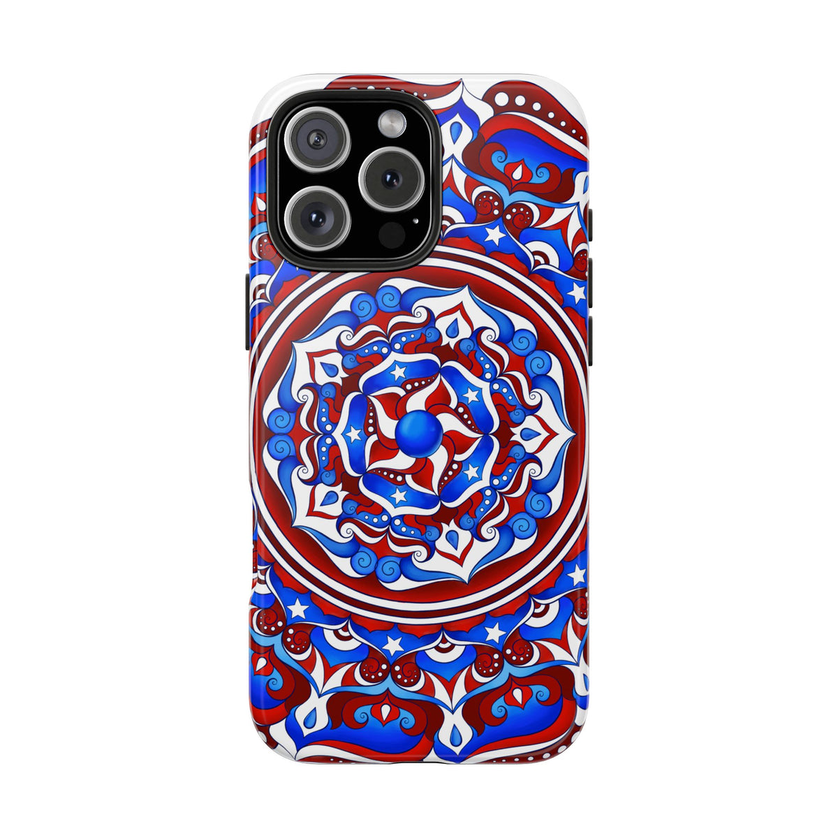Patriotic Mandala Tough Phone Case — Red White & Blue Boho Cover | 250th Anniversary Gift