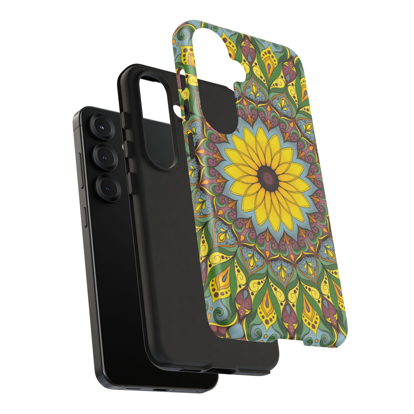 "Black Eyed Susan" Mandala Phone Case — Floral Boho Tough Case