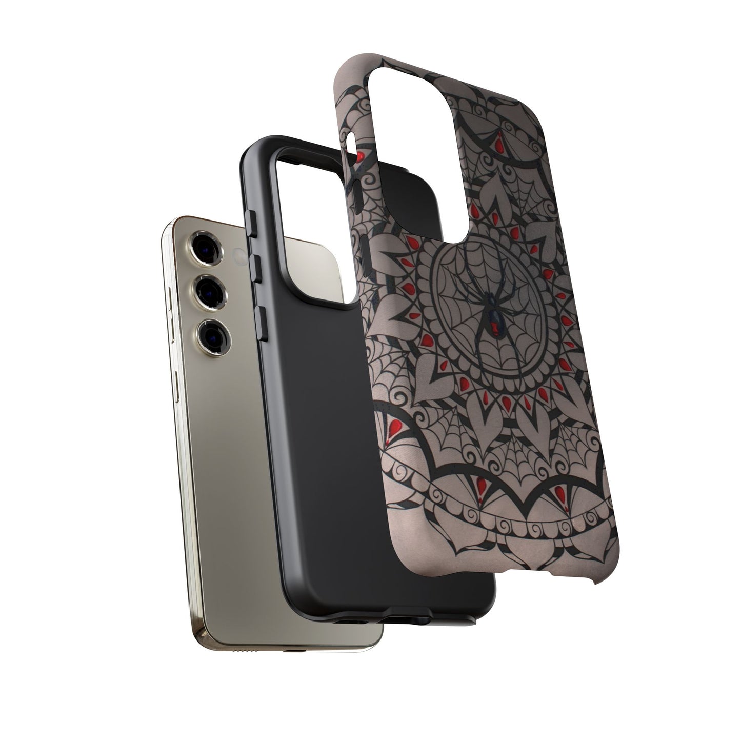 Mandala Spider Tough Phone Case - Gothic Red & Black Protective Cover