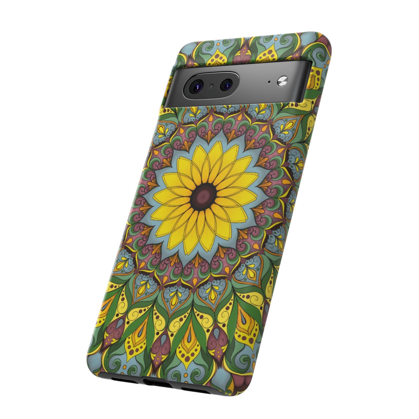 "Black Eyed Susan" Mandala Phone Case — Floral Boho Tough Case