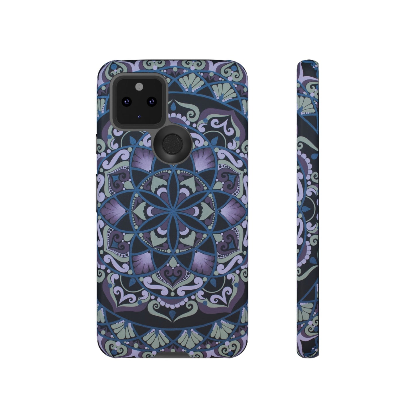 "Wisteria Bloom" Mandala Floral Tough Phone Case — Purple Blue Boho Protective Cover