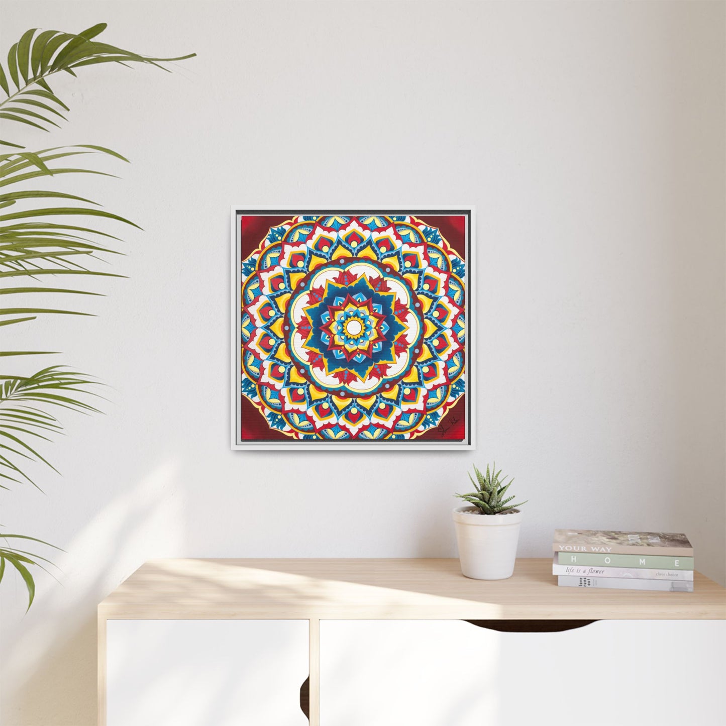Azul Morning Mandala Matte Canvas Framed Wall Art