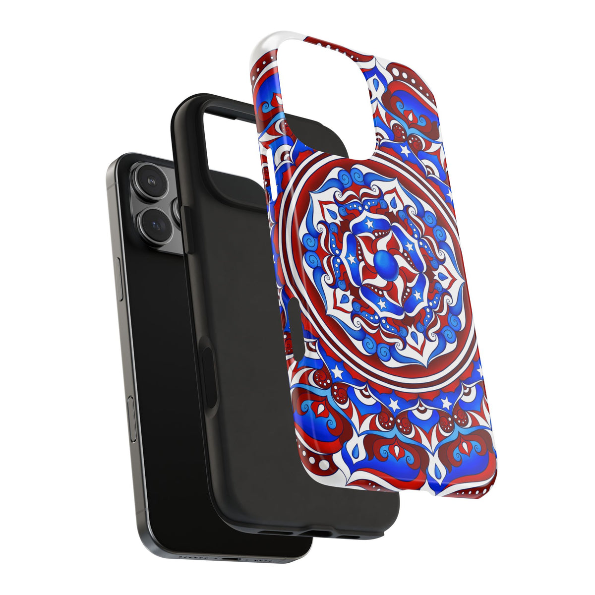 Patriotic Mandala Tough Phone Case — Red White & Blue Boho Cover | 250th Anniversary Gift