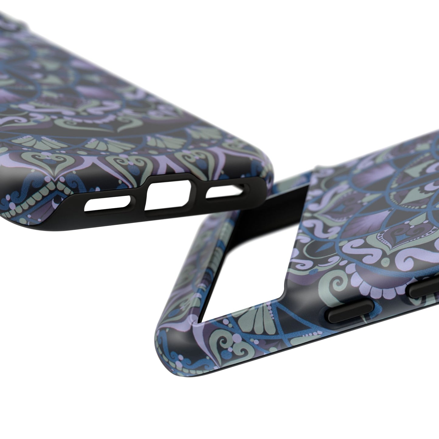 "Wisteria Bloom" Mandala Floral Tough Phone Case — Purple Blue Boho Protective Cover