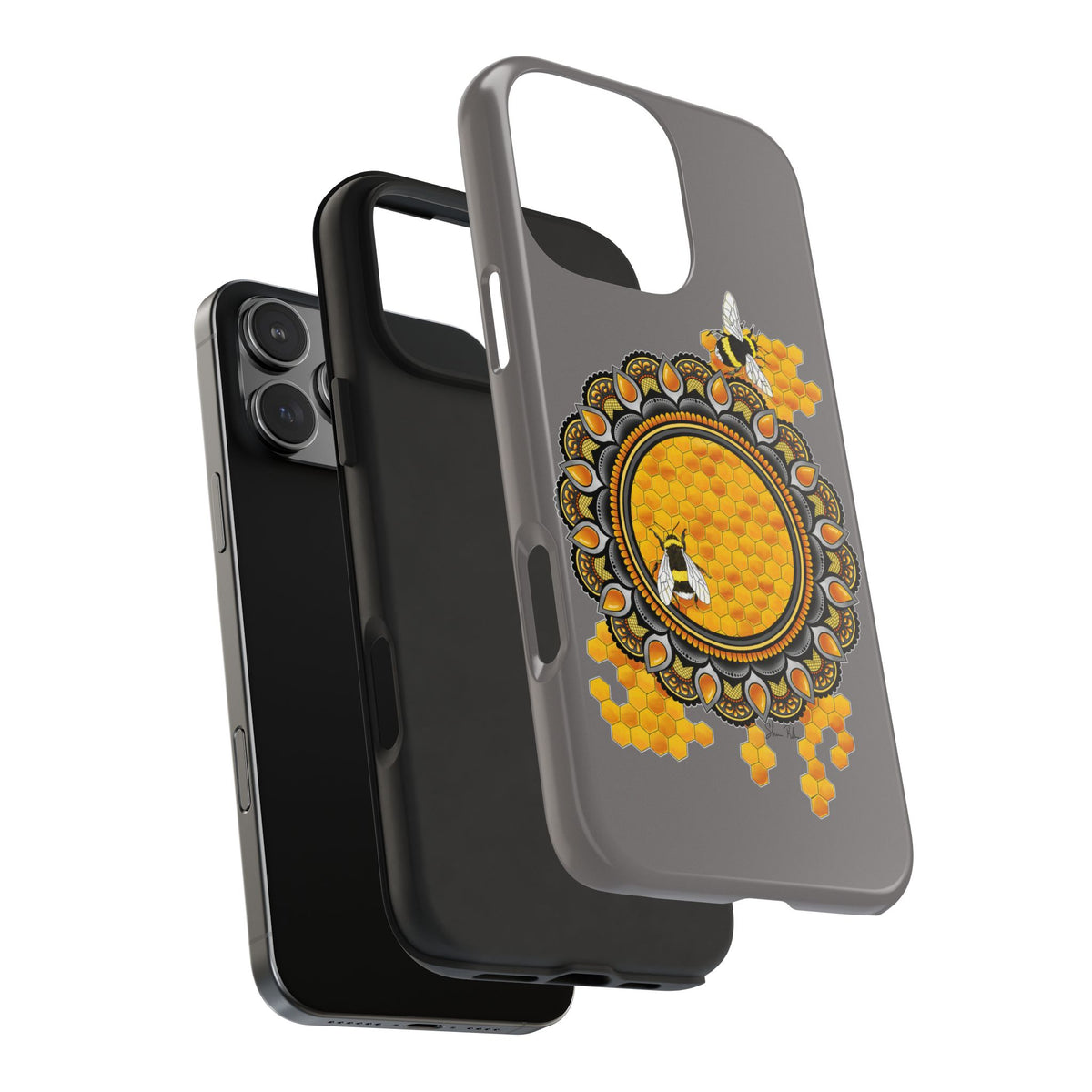 Bee Honeycomb Mandala Tough Phone Case — Artisan Honey Bees Protective Cover
