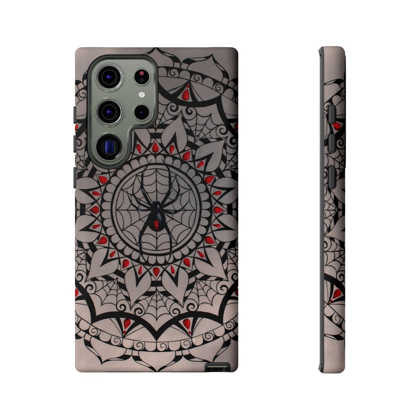 Mandala Spider Tough Phone Case - Gothic Red & Black Protective Cover