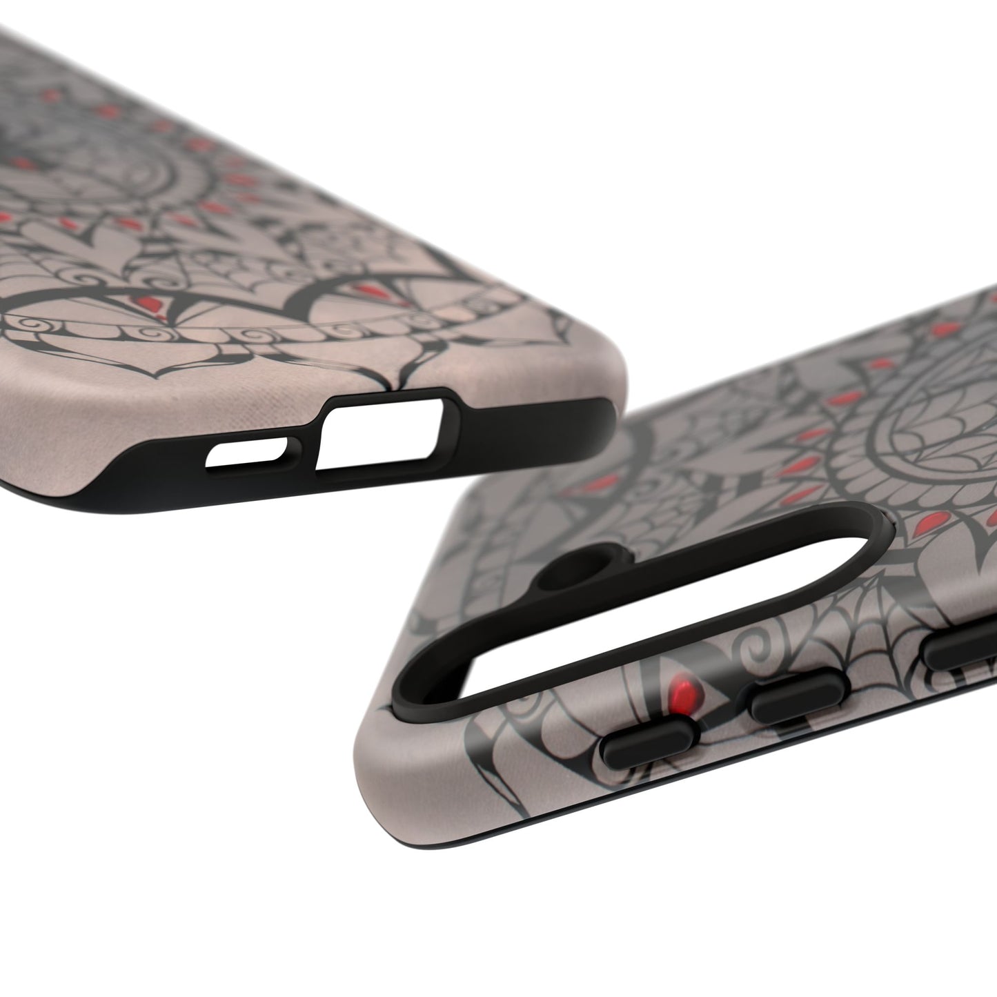 Mandala Spider Tough Phone Case - Gothic Red & Black Protective Cover