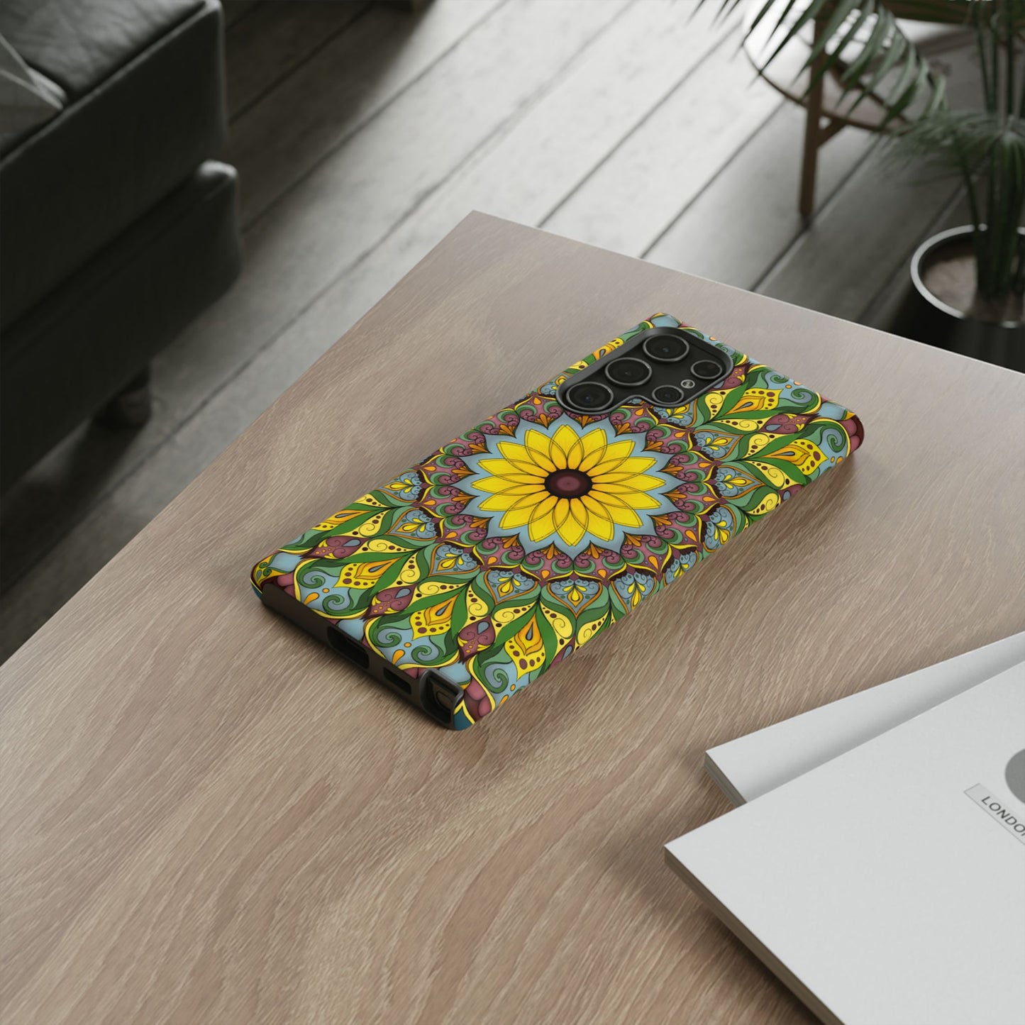 "Black Eyed Susan" Mandala Phone Case — Floral Boho Tough Case