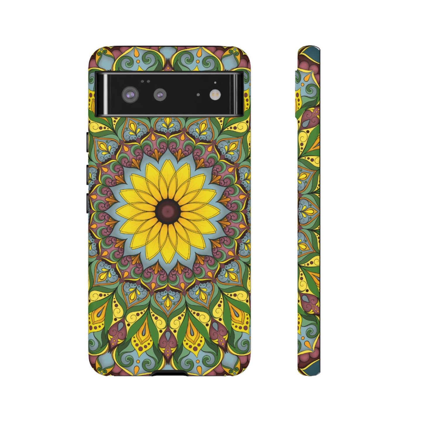 "Black Eyed Susan" Mandala Phone Case — Floral Boho Tough Case
