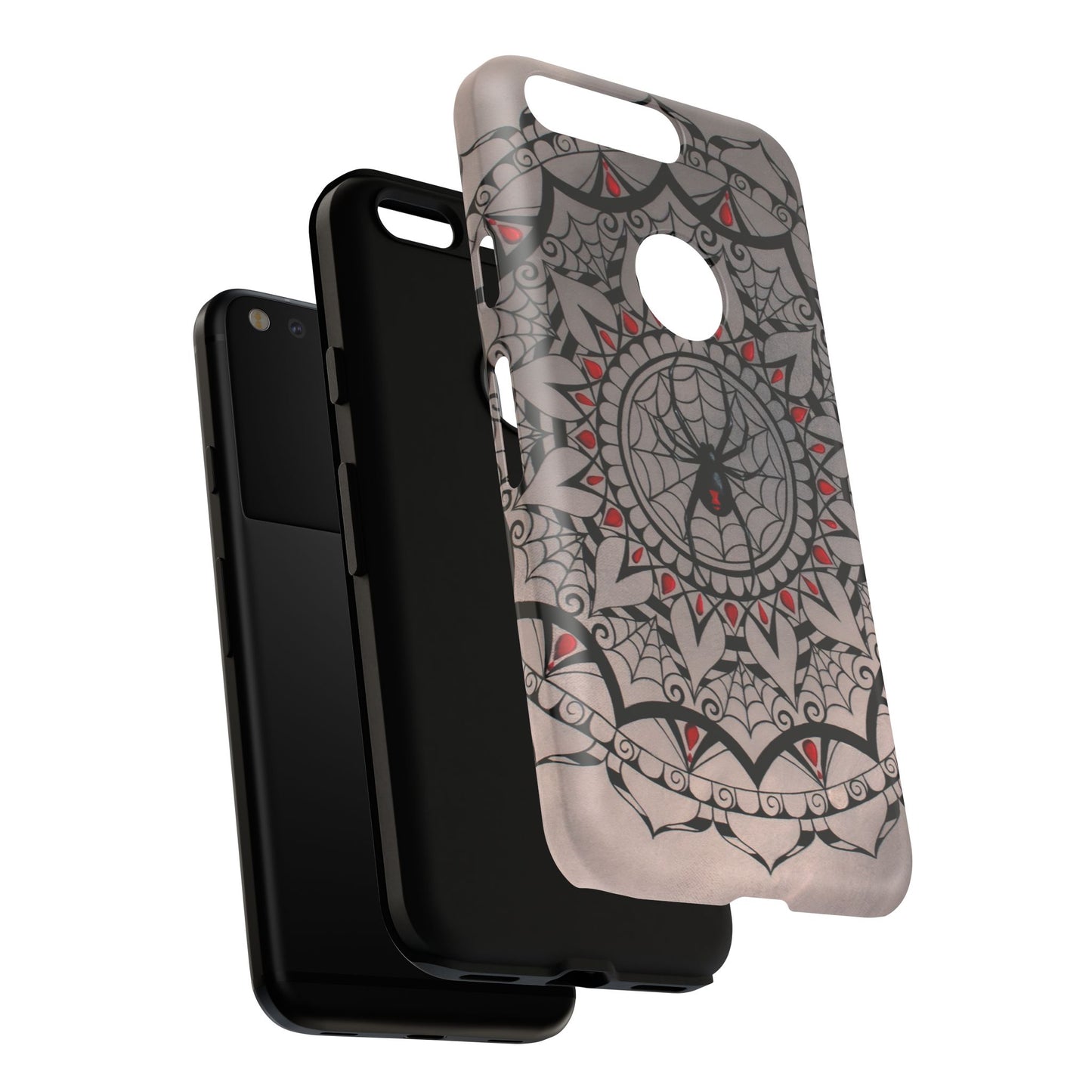 Mandala Spider Tough Phone Case - Gothic Red & Black Protective Cover