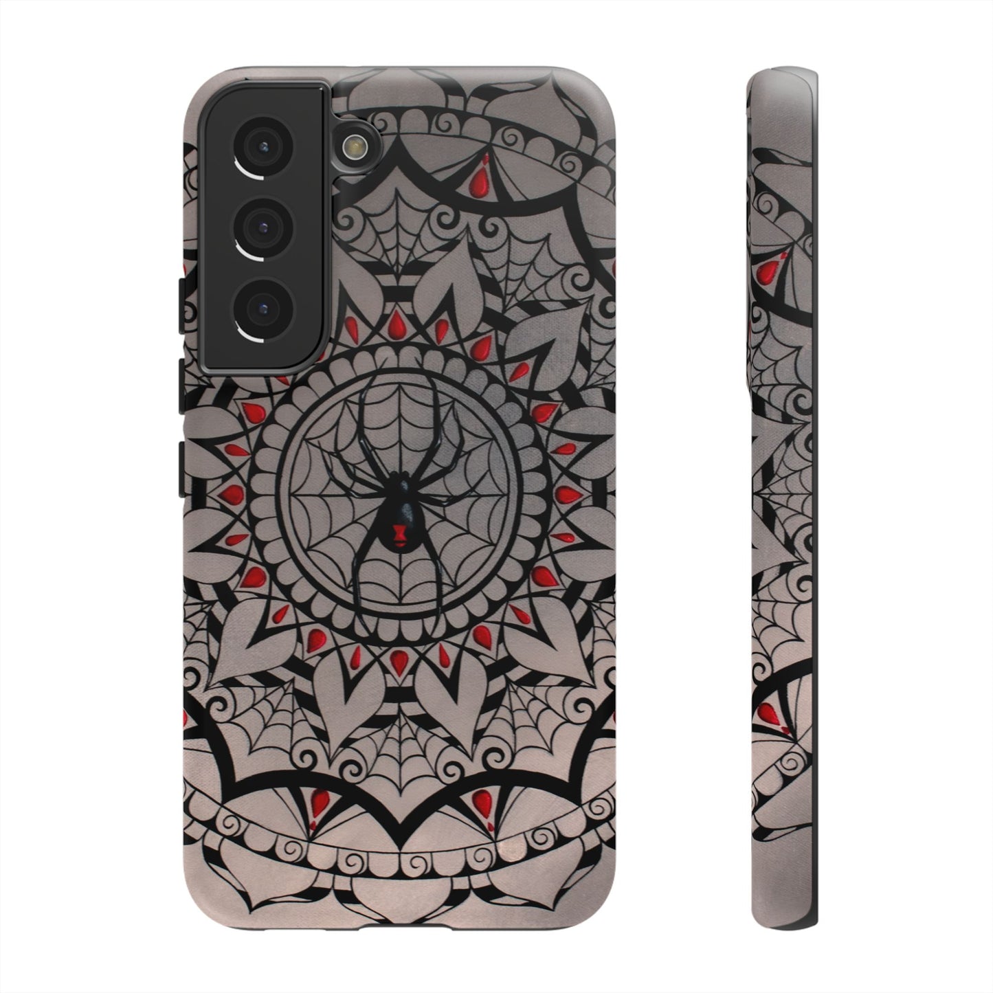 Mandala Spider Tough Phone Case - Gothic Red & Black Protective Cover