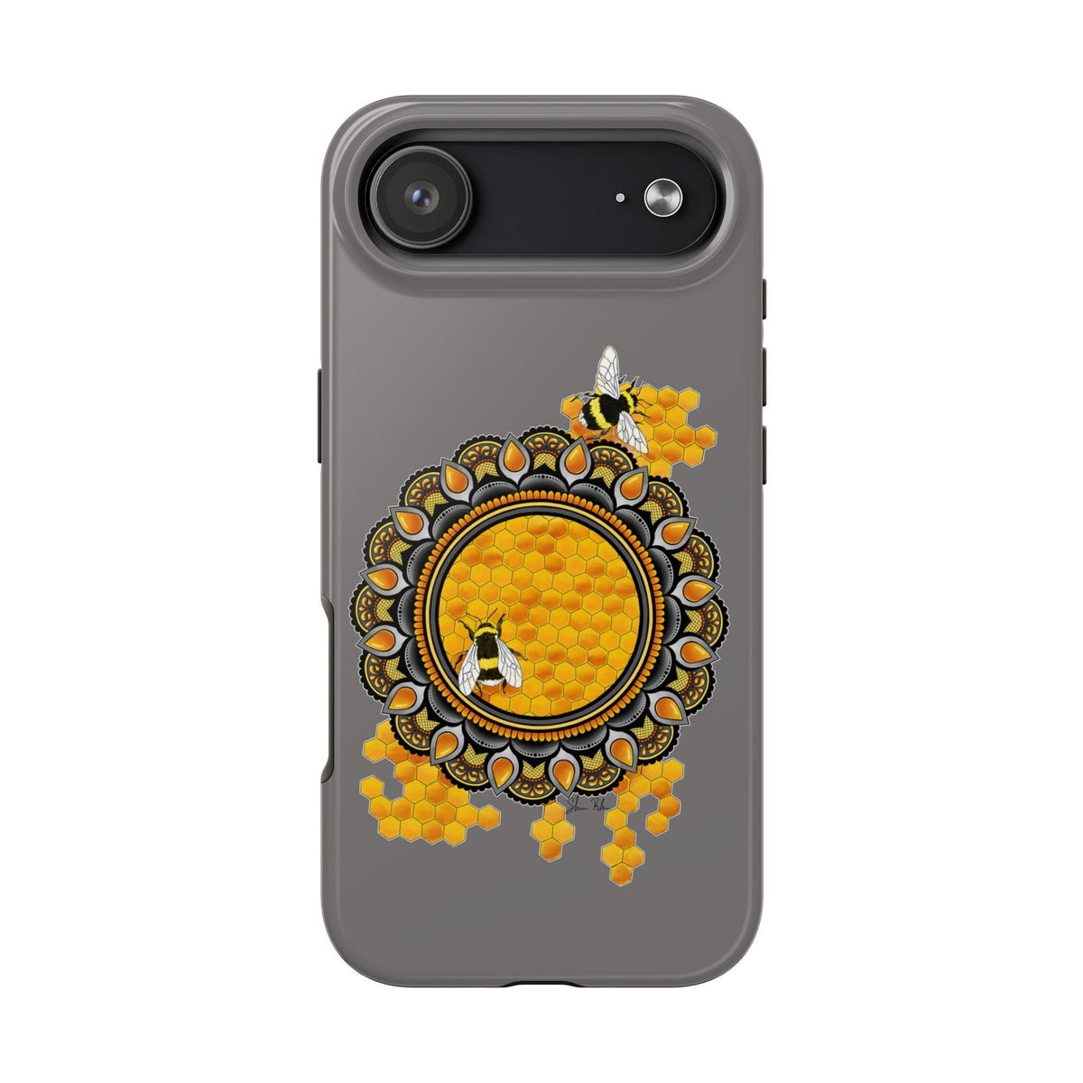 Bee Honeycomb Mandala Tough Phone Case — Artisan Honey Bees Protective Cover