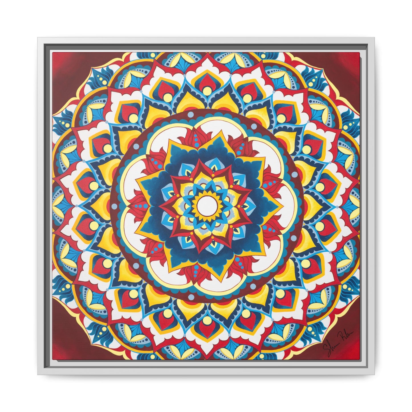 Azul Morning Mandala Matte Canvas Framed Wall Art