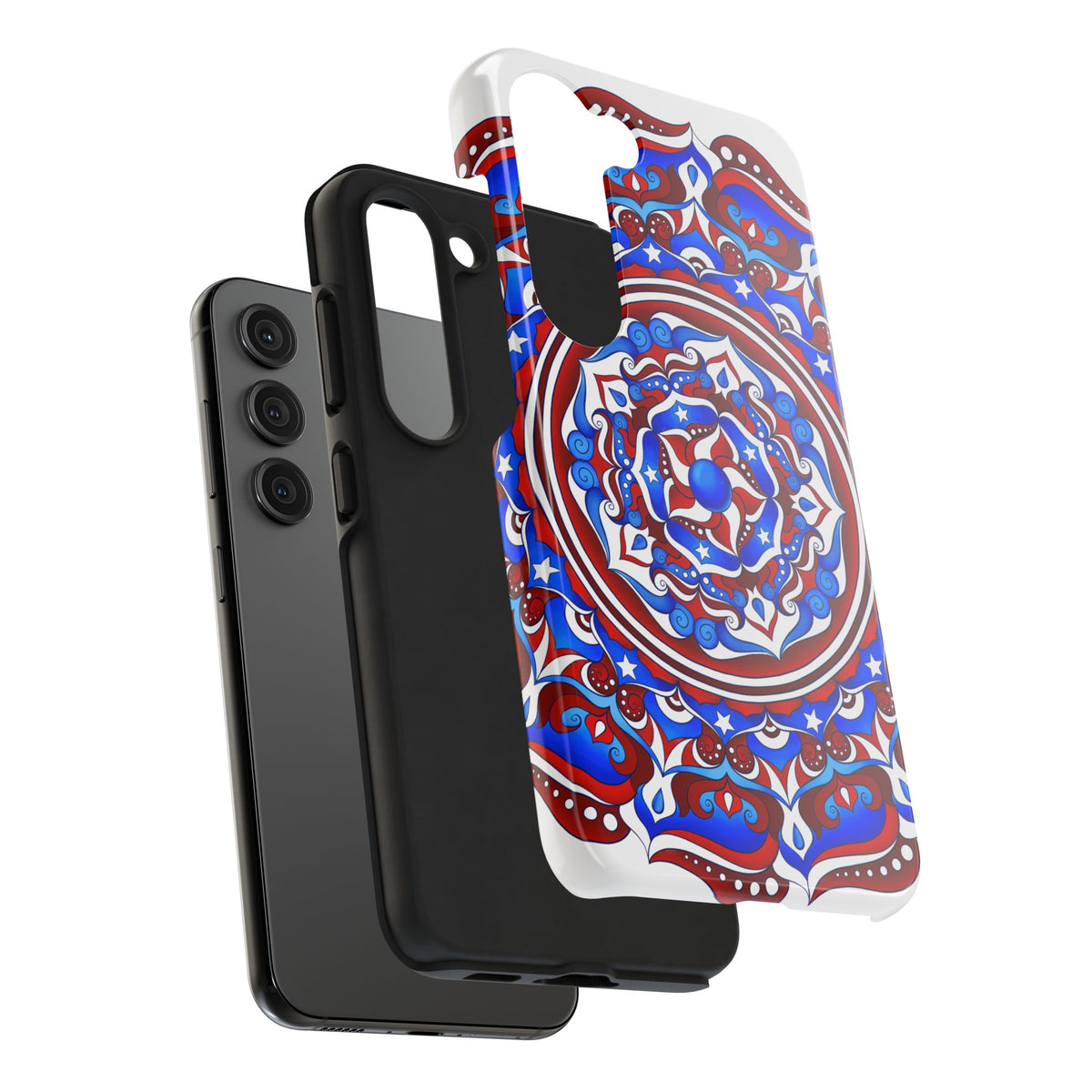 Patriotic Mandala Tough Phone Case — Red White & Blue Boho Cover | 250th Anniversary Gift