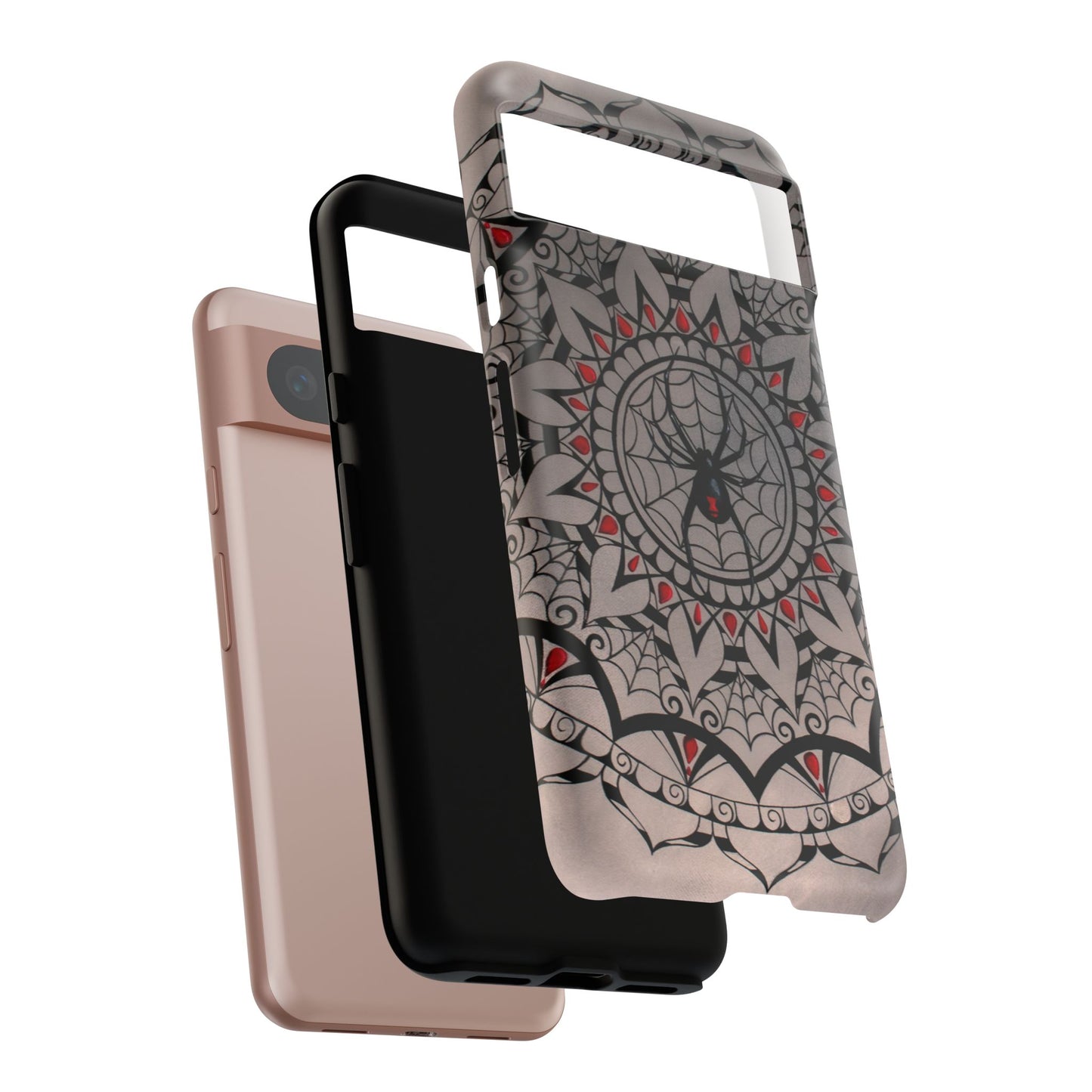 Mandala Spider Tough Phone Case - Gothic Red & Black Protective Cover