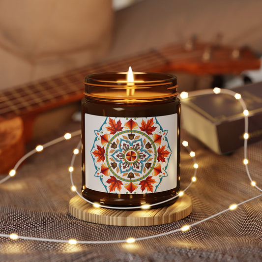 Autumn Mandala Soy Candle in Amber Jar