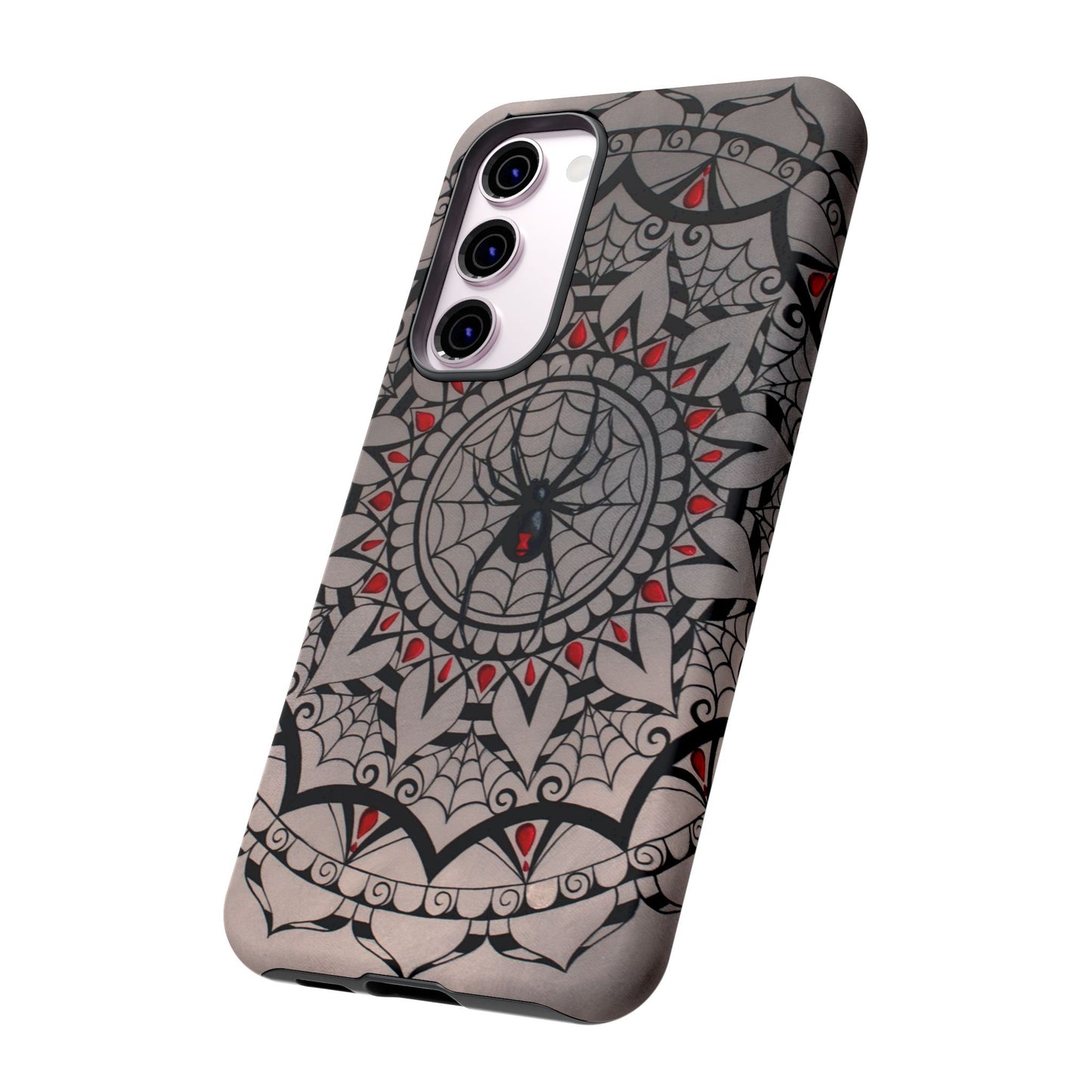 Mandala Spider Tough Phone Case - Gothic Red & Black Protective Cover