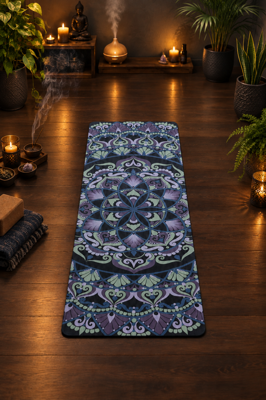 "Wisteria" Rubber Yoga Mat — Non-Slip Floral Zen Fitness Mat