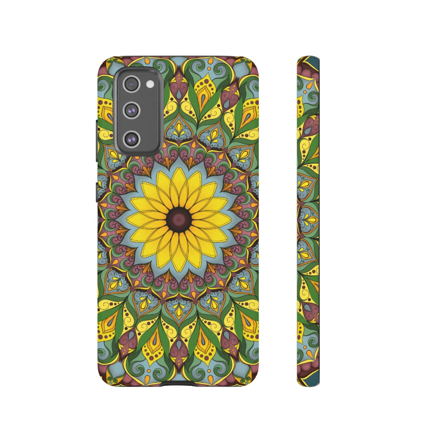 "Black Eyed Susan" Mandala Phone Case — Floral Boho Tough Case
