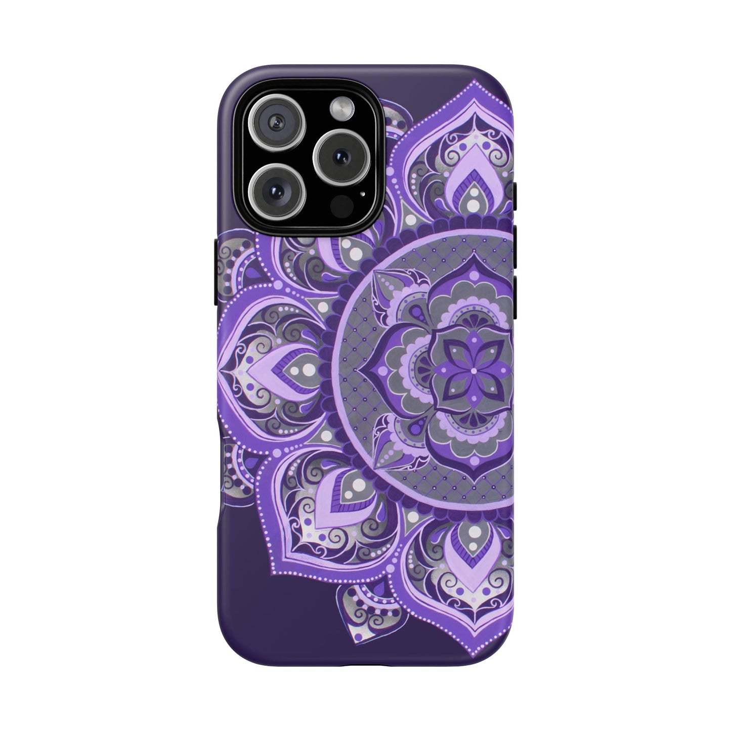 Purple Mandala Tough Phone Case — Protective Floral Boho Phone Cover
