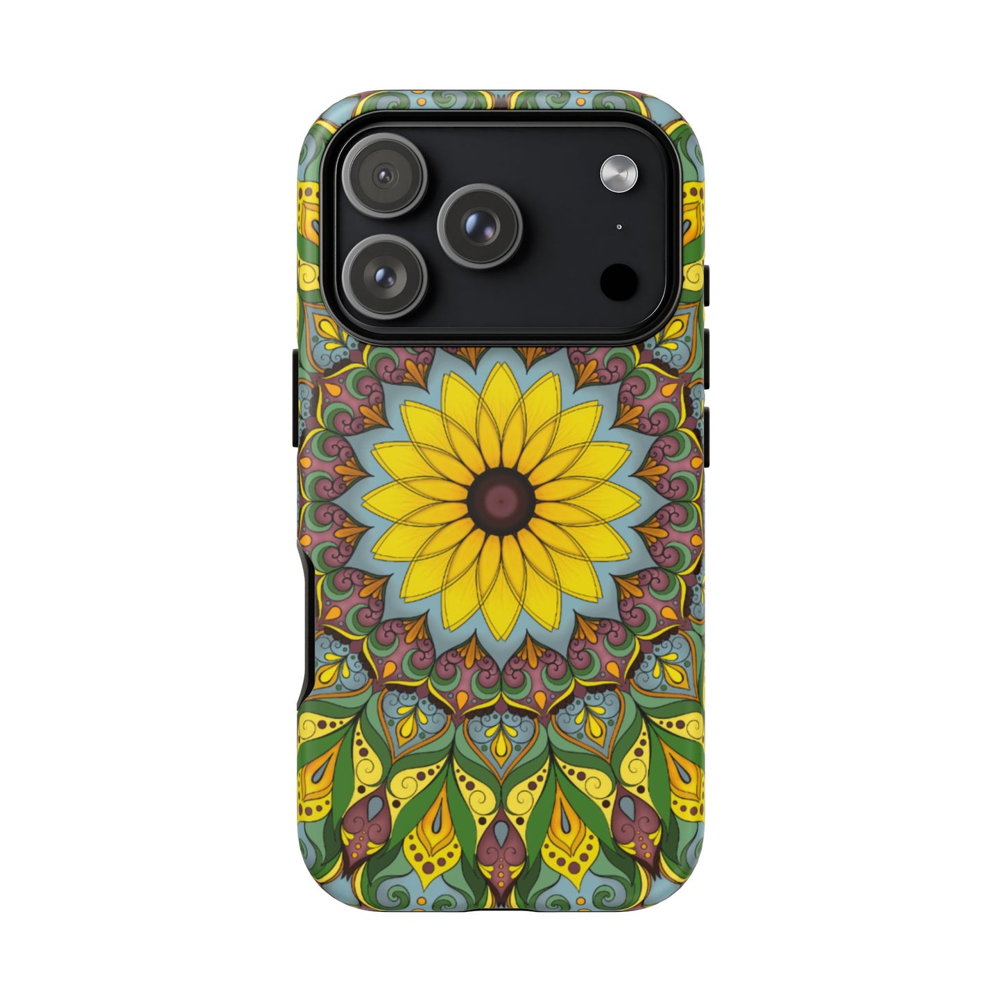 "Black Eyed Susan" Mandala Phone Case — Floral Boho Tough Case