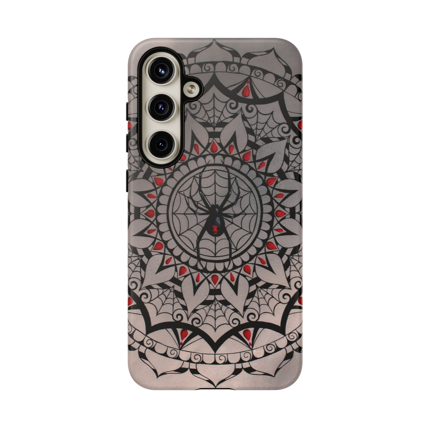 Mandala Spider Tough Phone Case - Gothic Red & Black Protective Cover