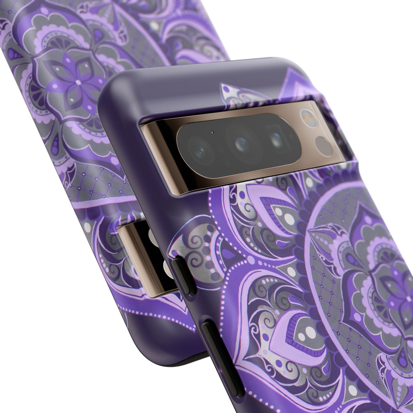 Purple Mandala Tough Phone Case — Protective Floral Boho Phone Cover
