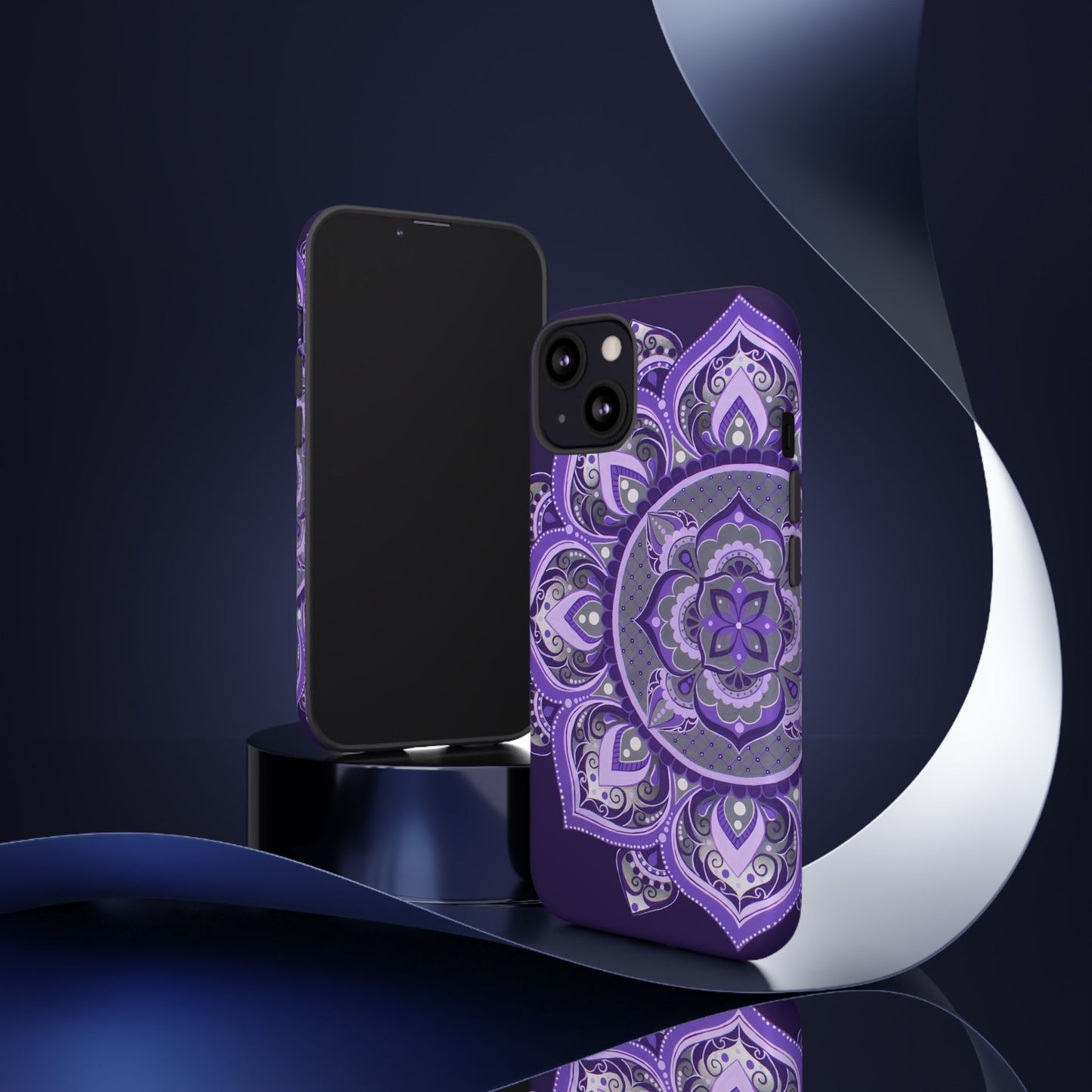 Purple Mandala Tough Phone Case — Protective Floral Boho Phone Cover