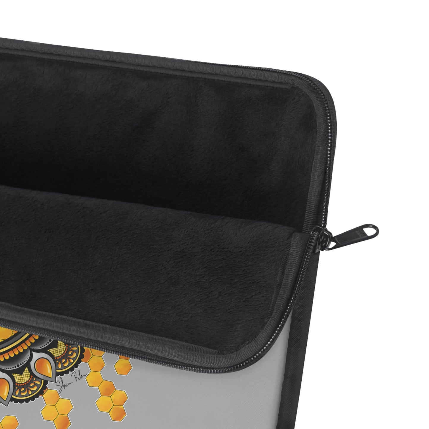 Personalized Honeybee Laptop Sleeve — Custom Name Botanical Mandala Design