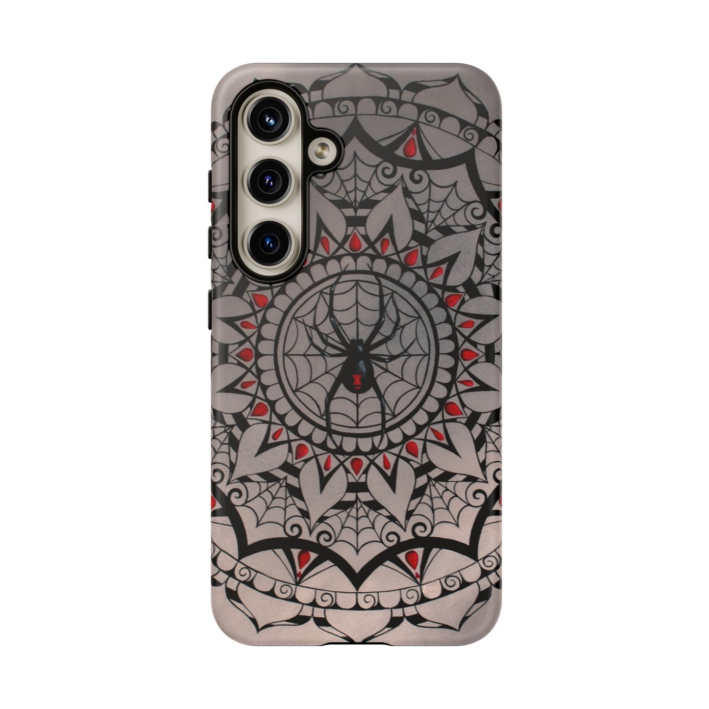 Mandala Spider Tough Phone Case - Gothic Red & Black Protective Cover