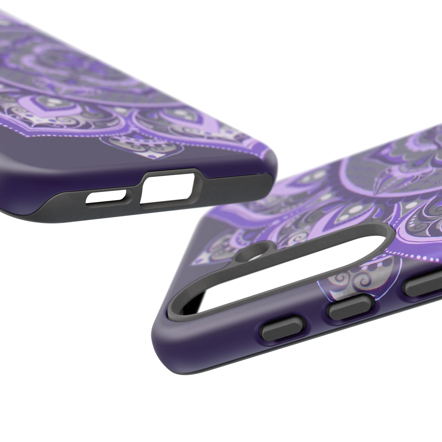 Purple Mandala Tough Phone Case — Protective Floral Boho Phone Cover