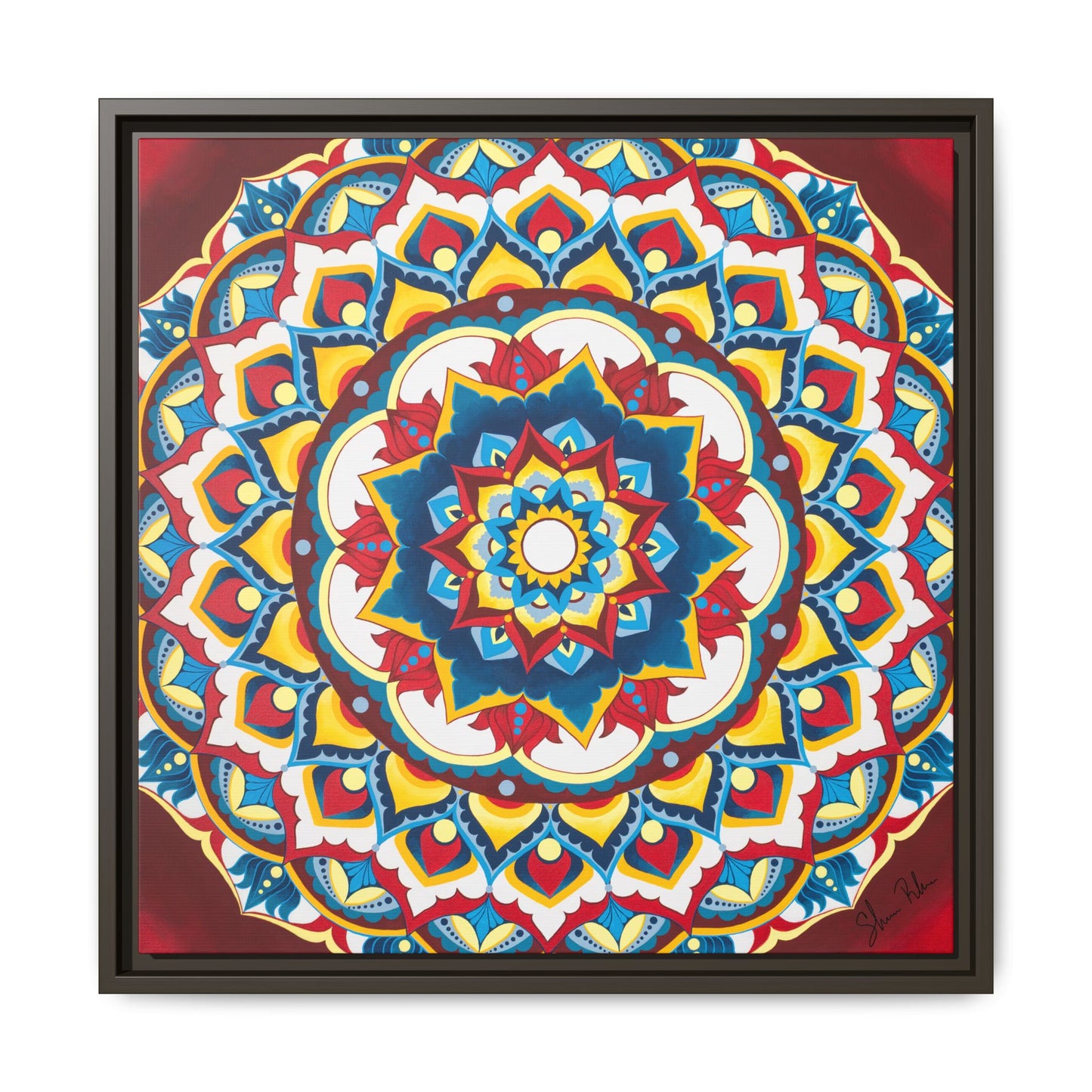 Azul Morning Mandala Matte Canvas Framed Wall Art
