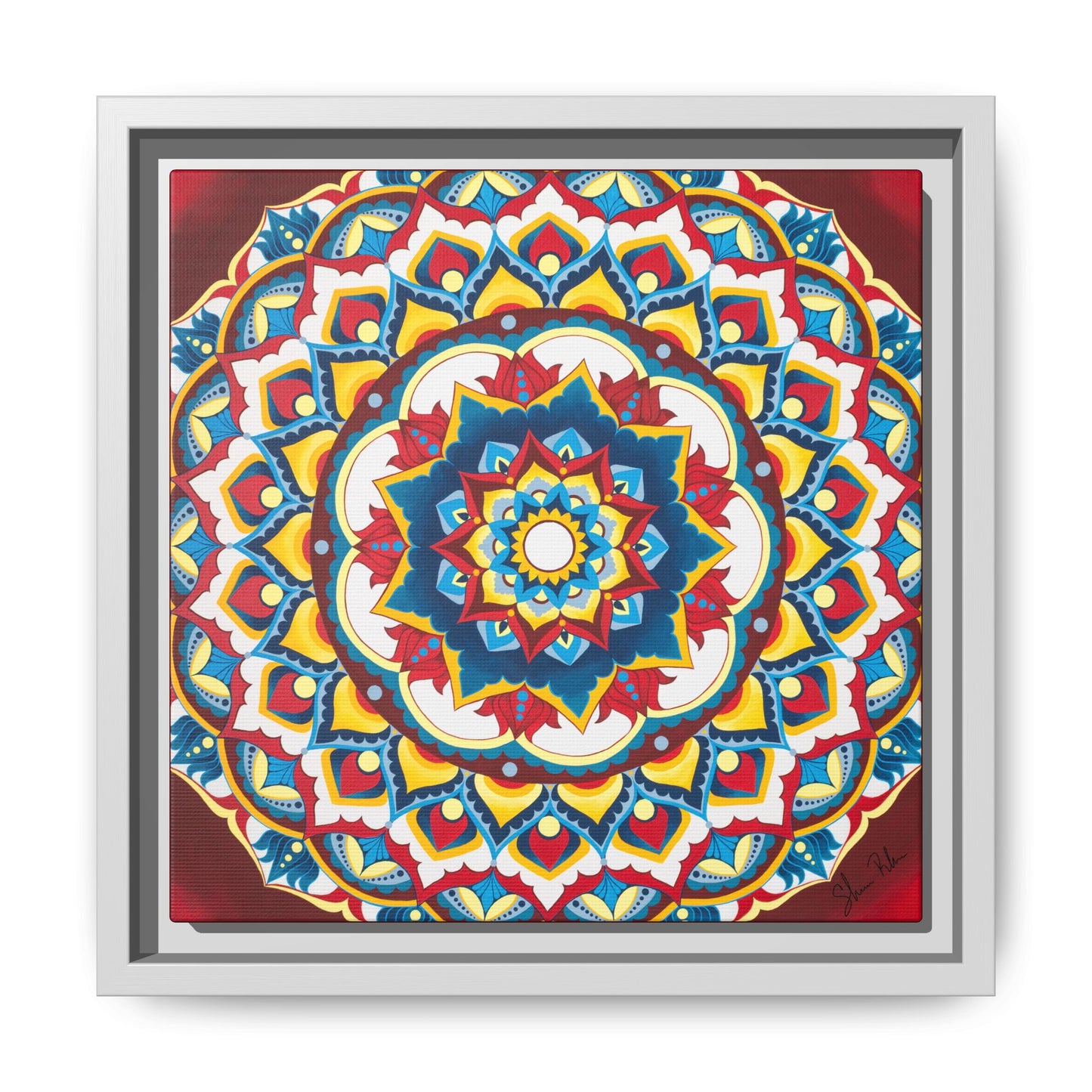 Azul Morning Mandala Matte Canvas Framed Wall Art