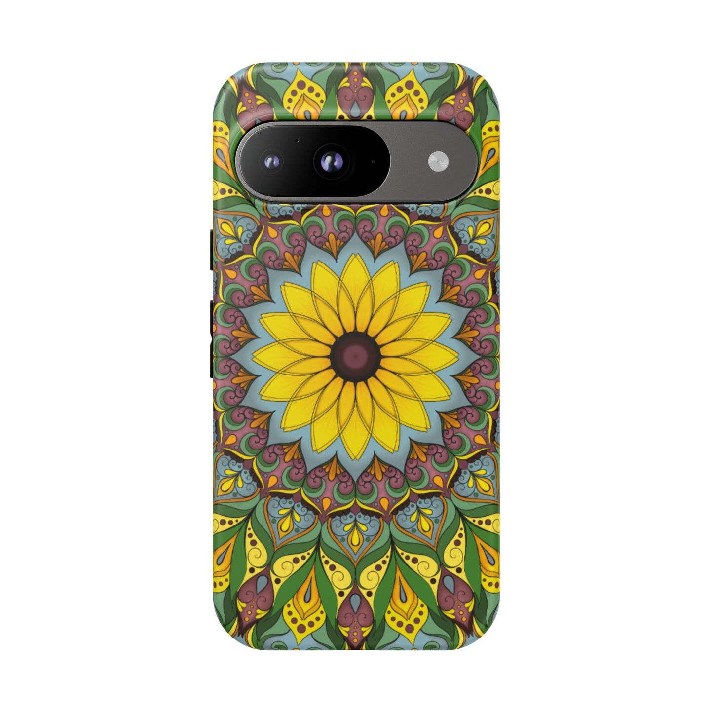 "Black Eyed Susan" Mandala Phone Case — Floral Boho Tough Case