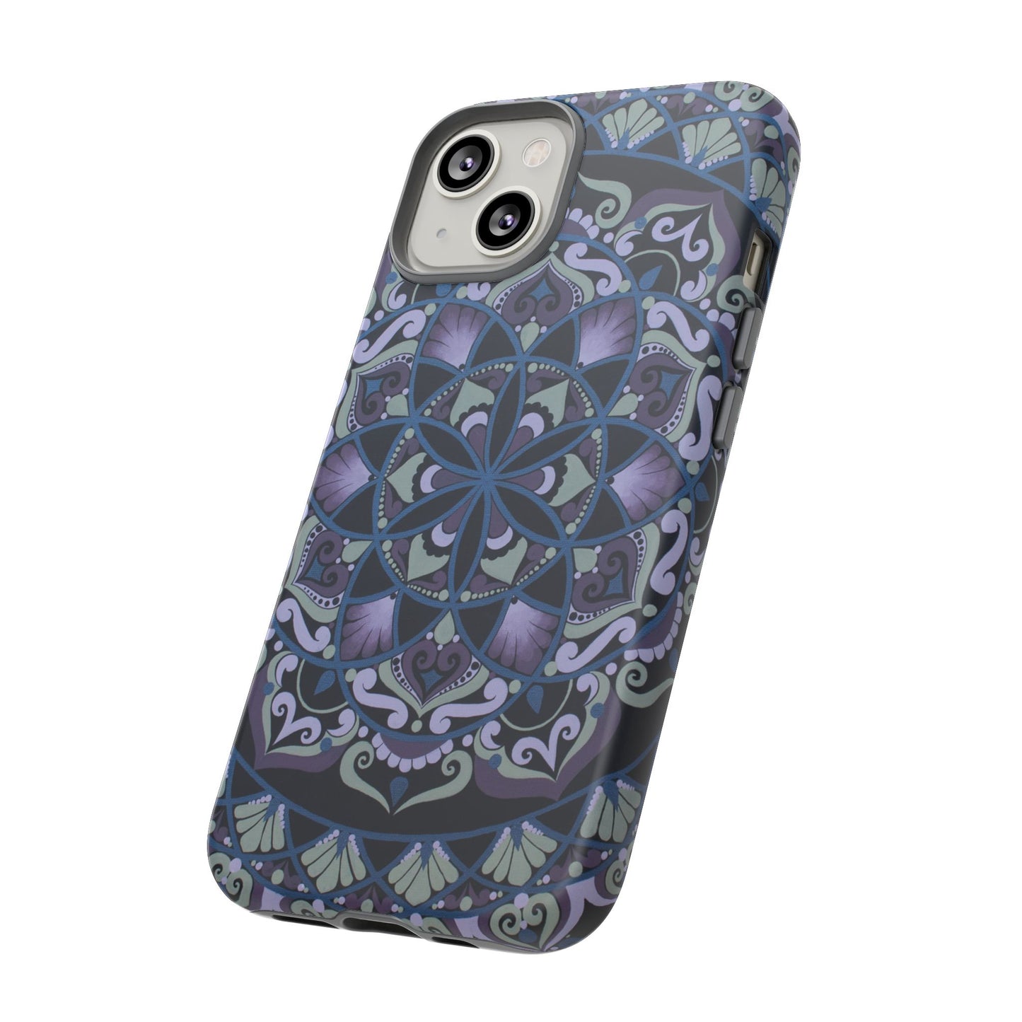 "Wisteria Bloom" Mandala Floral Tough Phone Case — Purple Blue Boho Protective Cover