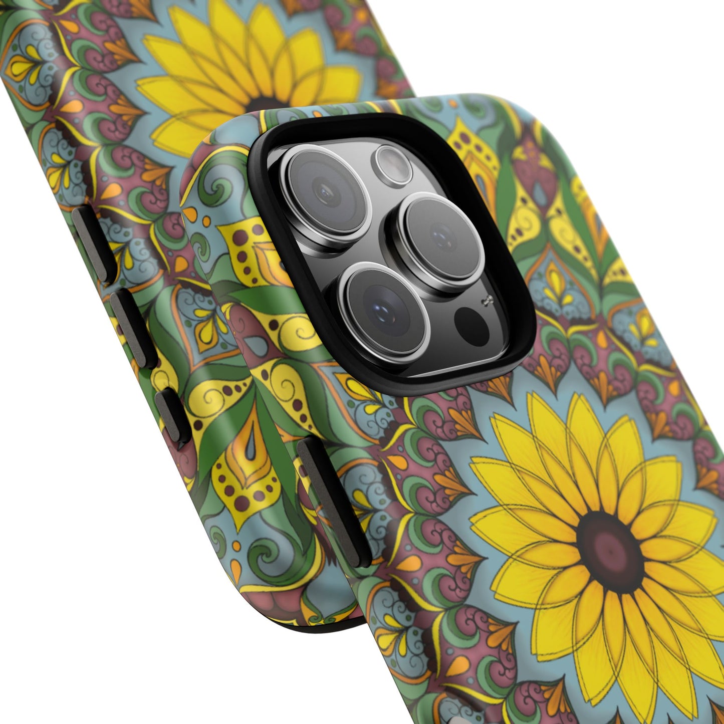 "Black Eyed Susan" Mandala Phone Case — Floral Boho Tough Case