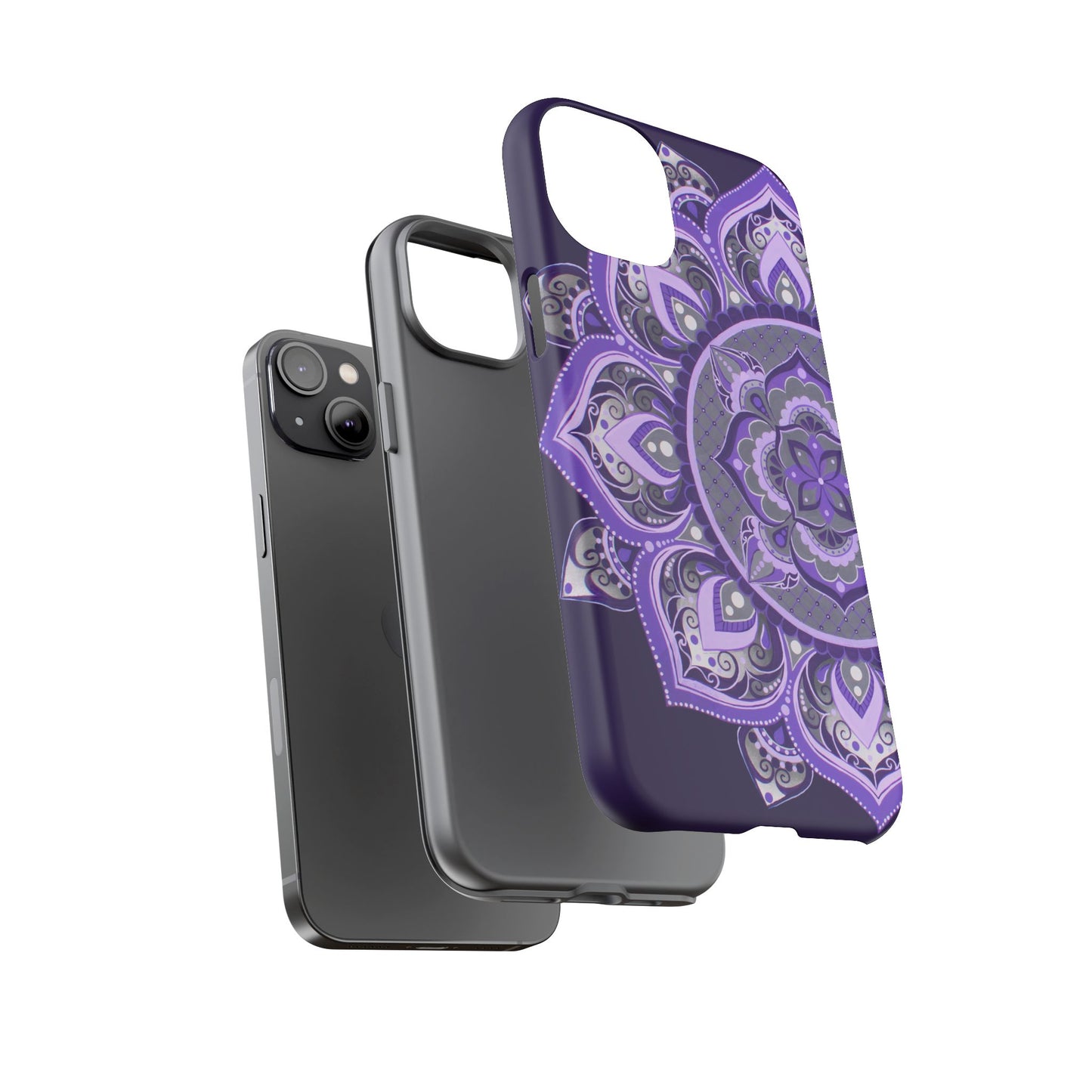 Purple Mandala Tough Phone Case — Protective Floral Boho Phone Cover