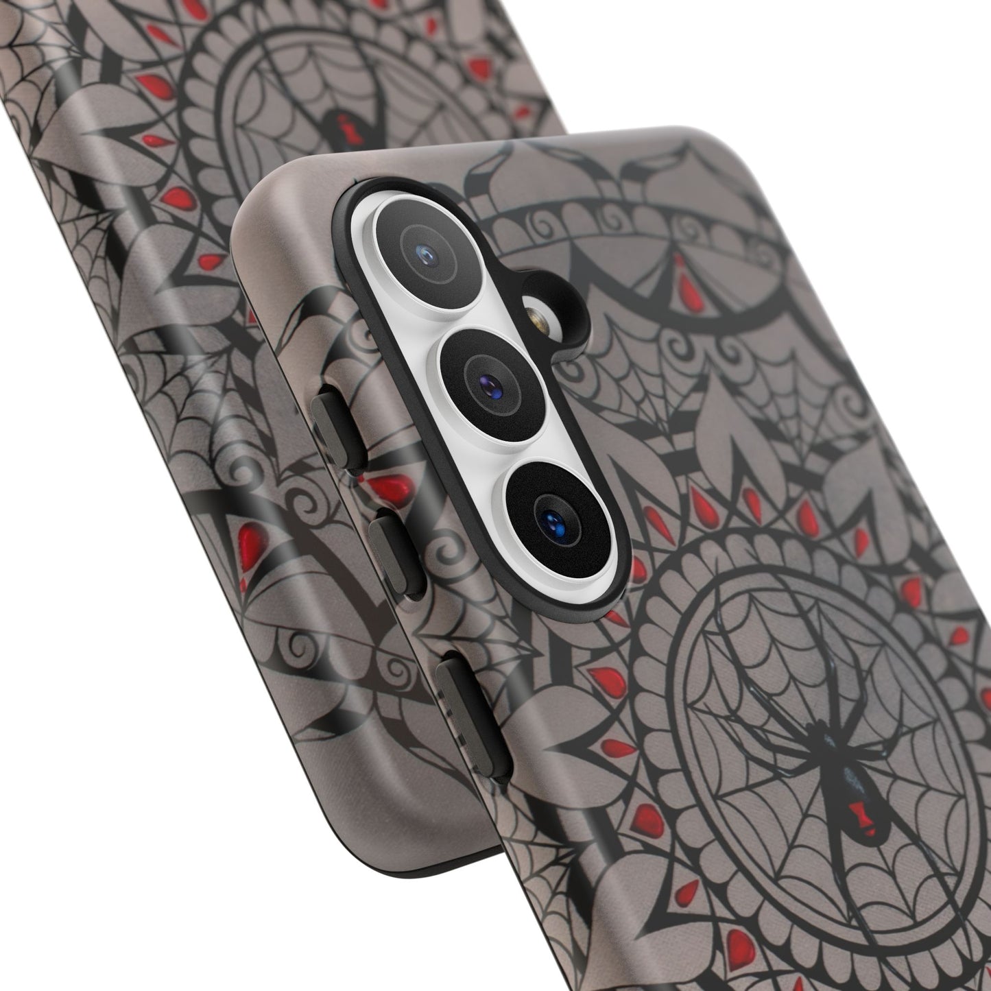 Mandala Spider Tough Phone Case - Gothic Red & Black Protective Cover