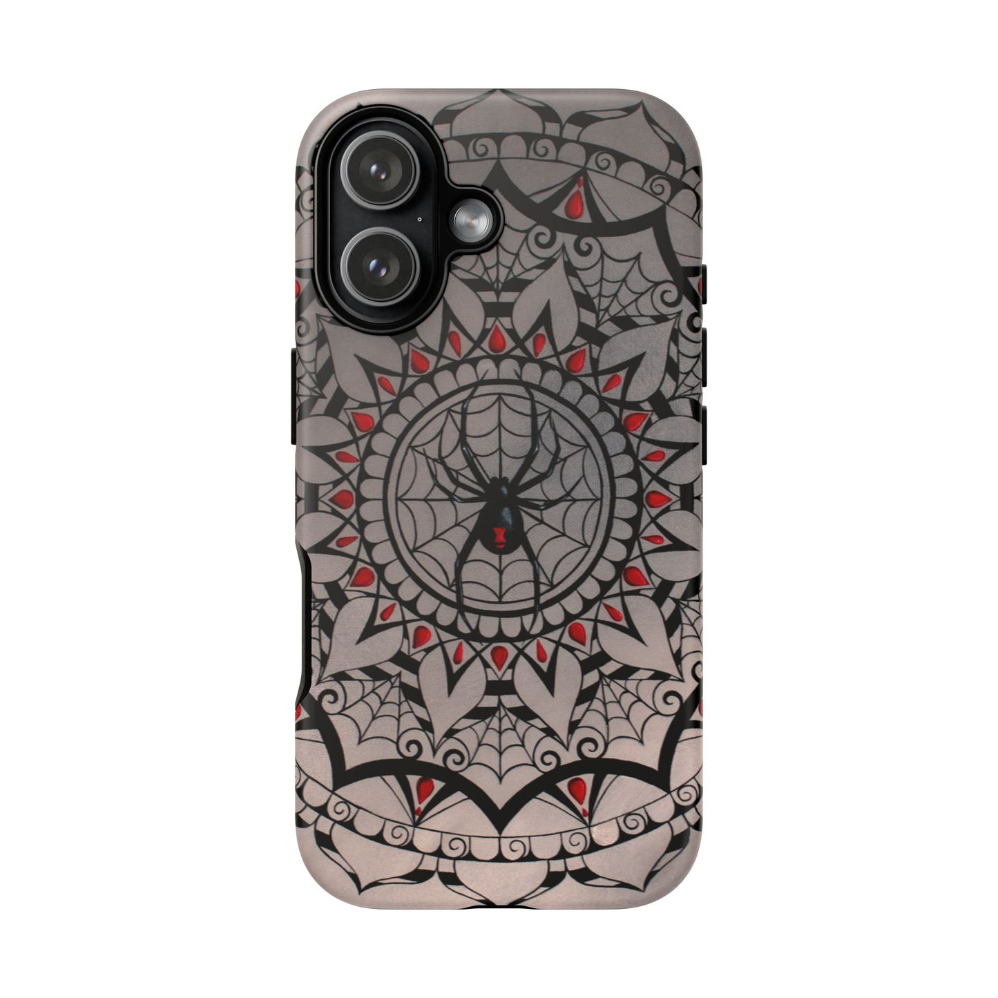 Mandala Spider Tough Phone Case - Gothic Red & Black Protective Cover