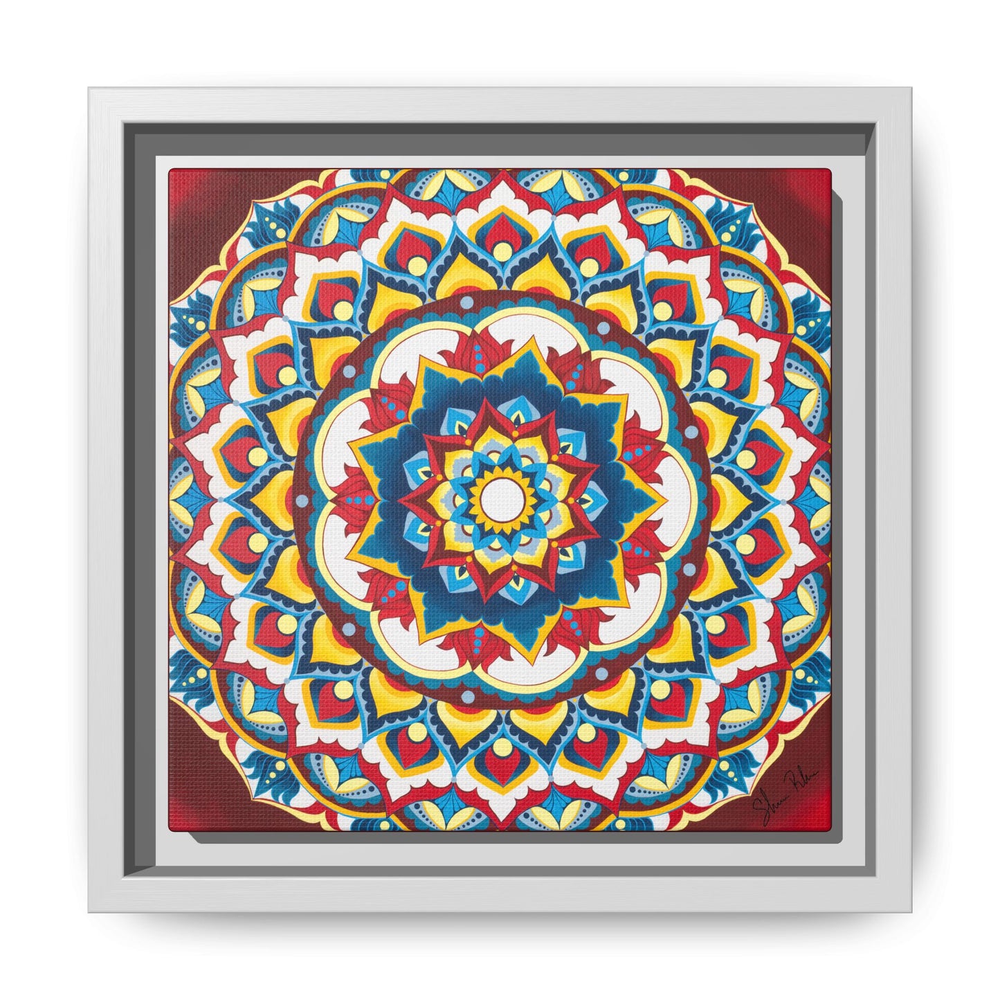 Azul Morning Mandala Matte Canvas Framed Wall Art